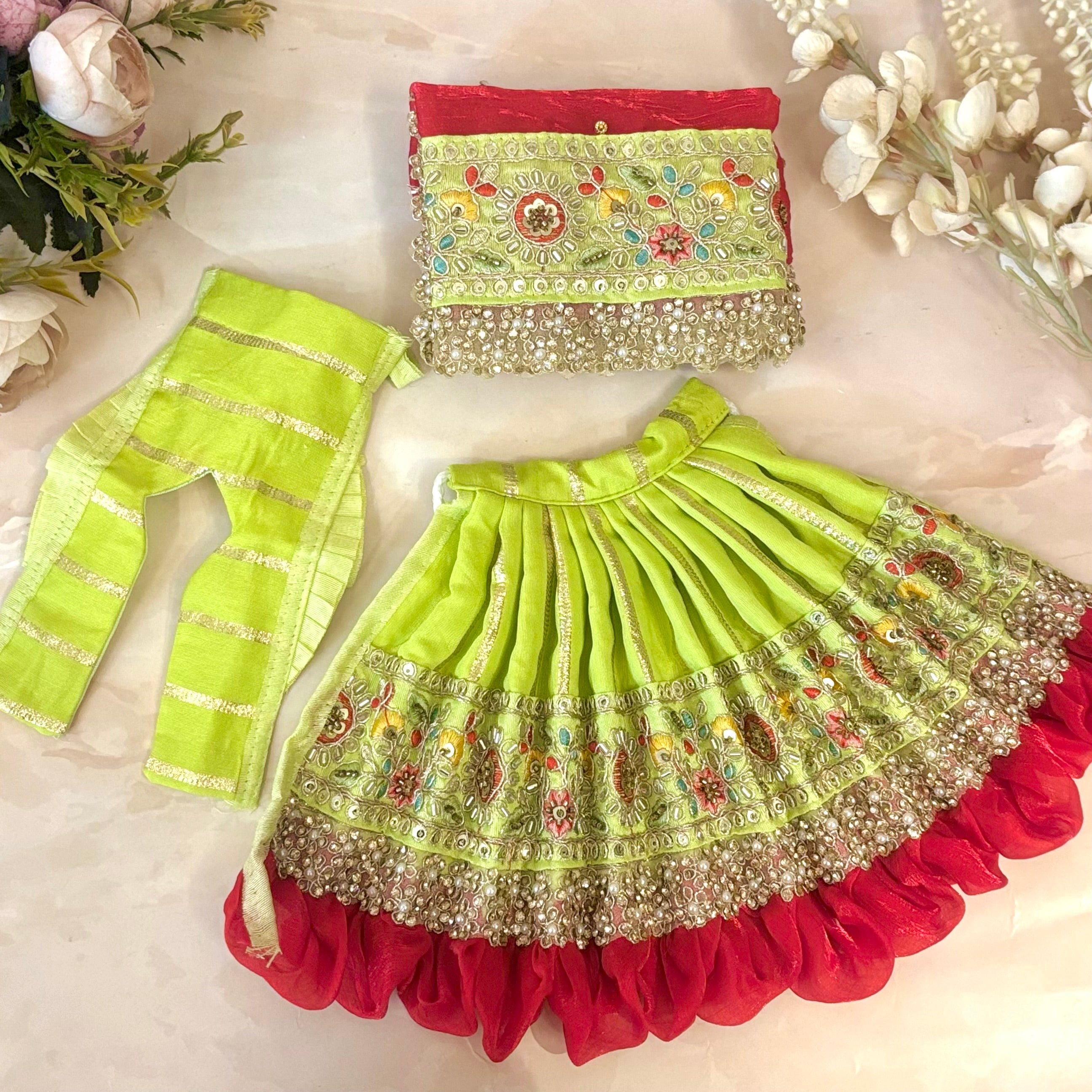 Handmade Haritima Mata Rani Dress - Designer Laddu Gopal Dress, Fancy Kanha Ji Poshak for Janmashtami, Bal Gopal & Krishna Ji Dress