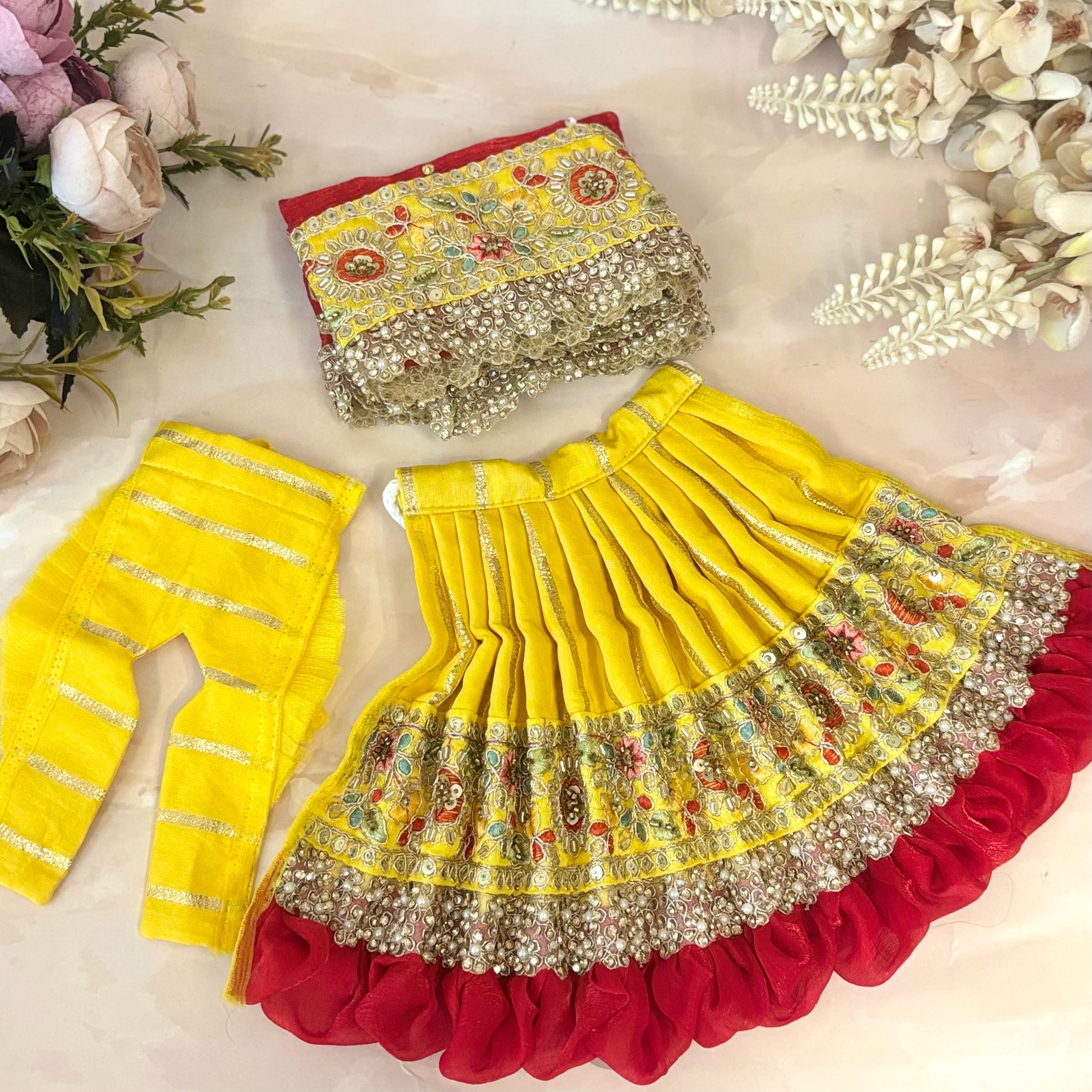 Handmade Suvarnalekha Mata Rani Dress - Designer Laddu Gopal Dress, Kanha Ji Poshak, Bal Gopal Dress for Janmashtami Festival