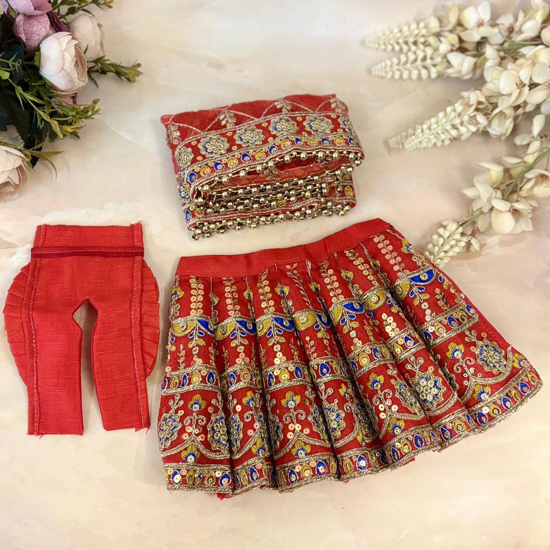 Handmade Designer Rajvijaya Mata Rani Dress - Elegant Laddu Gopal Dress, Kanha Ji Poshak & Bal Gopal Dress for Janmashtami Festival
