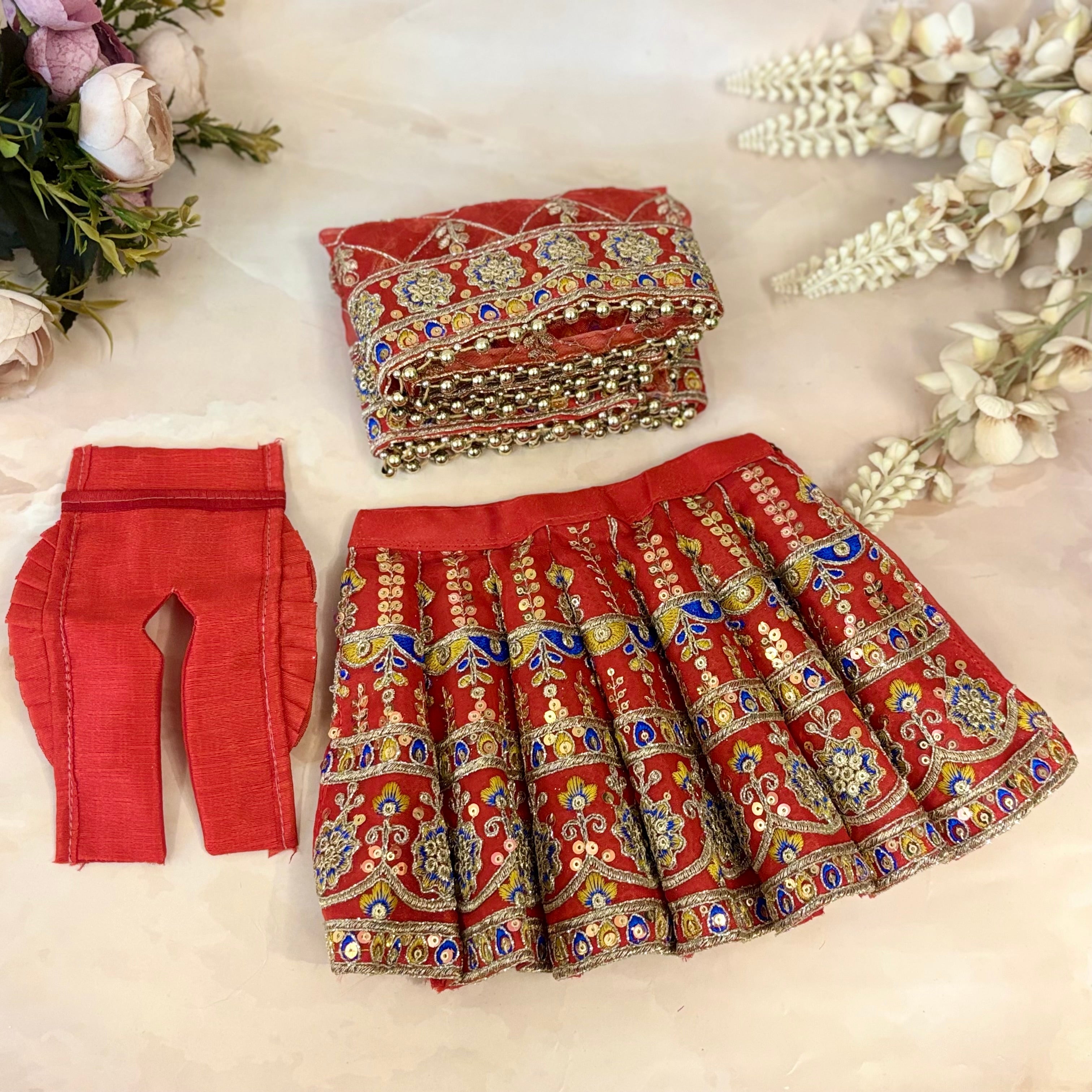 Handmade Designer Rajvijaya Mata Rani Dress - Elegant Laddu Gopal Dress, Kanha Ji Poshak & Bal Gopal Dress for Janmashtami Festival