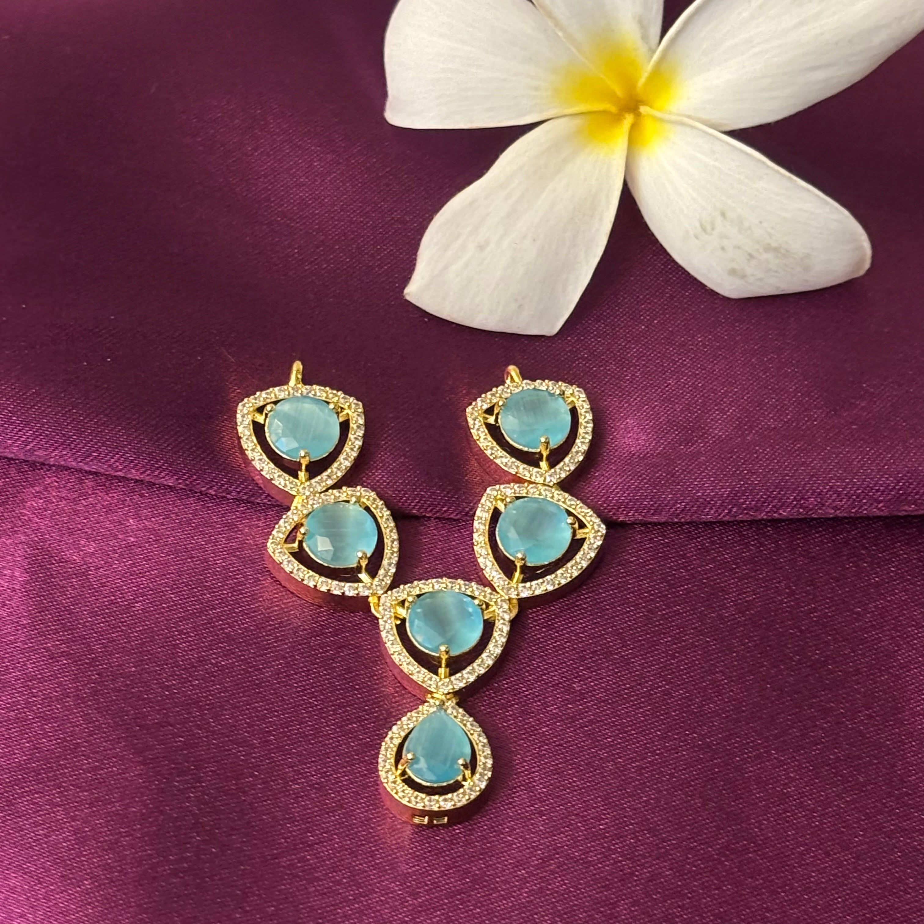 Handmade Jalprabha Aqua Necklace for Laddu Gopal Dress | Designer Kanha Ji Poshak & Bal Gopal Dress for Janmashtami Festival