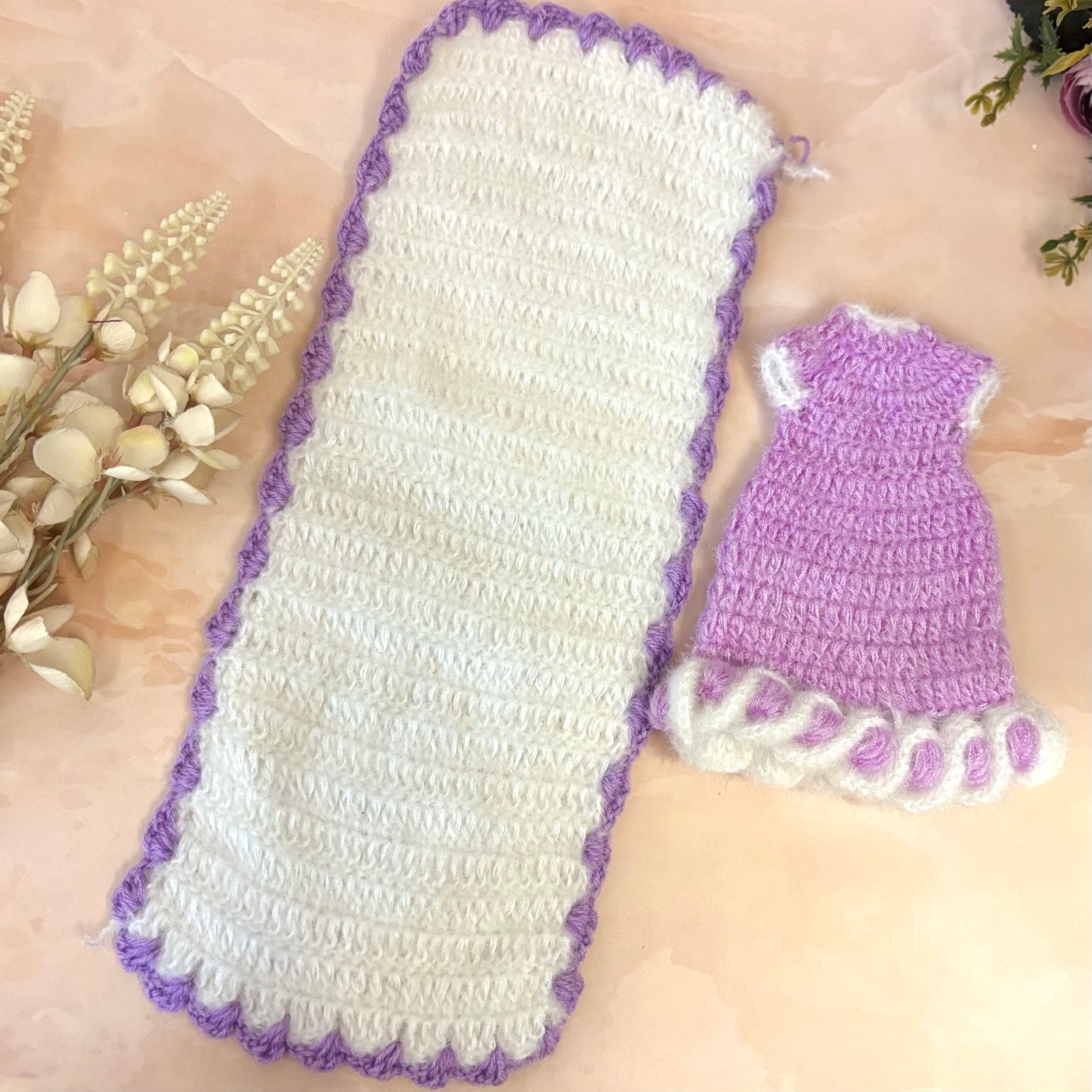Handmade Lavender Snehlata Woollen Laddu Gopal Dress | Designer Kanha Ji Poshak for Janmashtami | Fancy Bal Gopal & Krishna Ji Dress