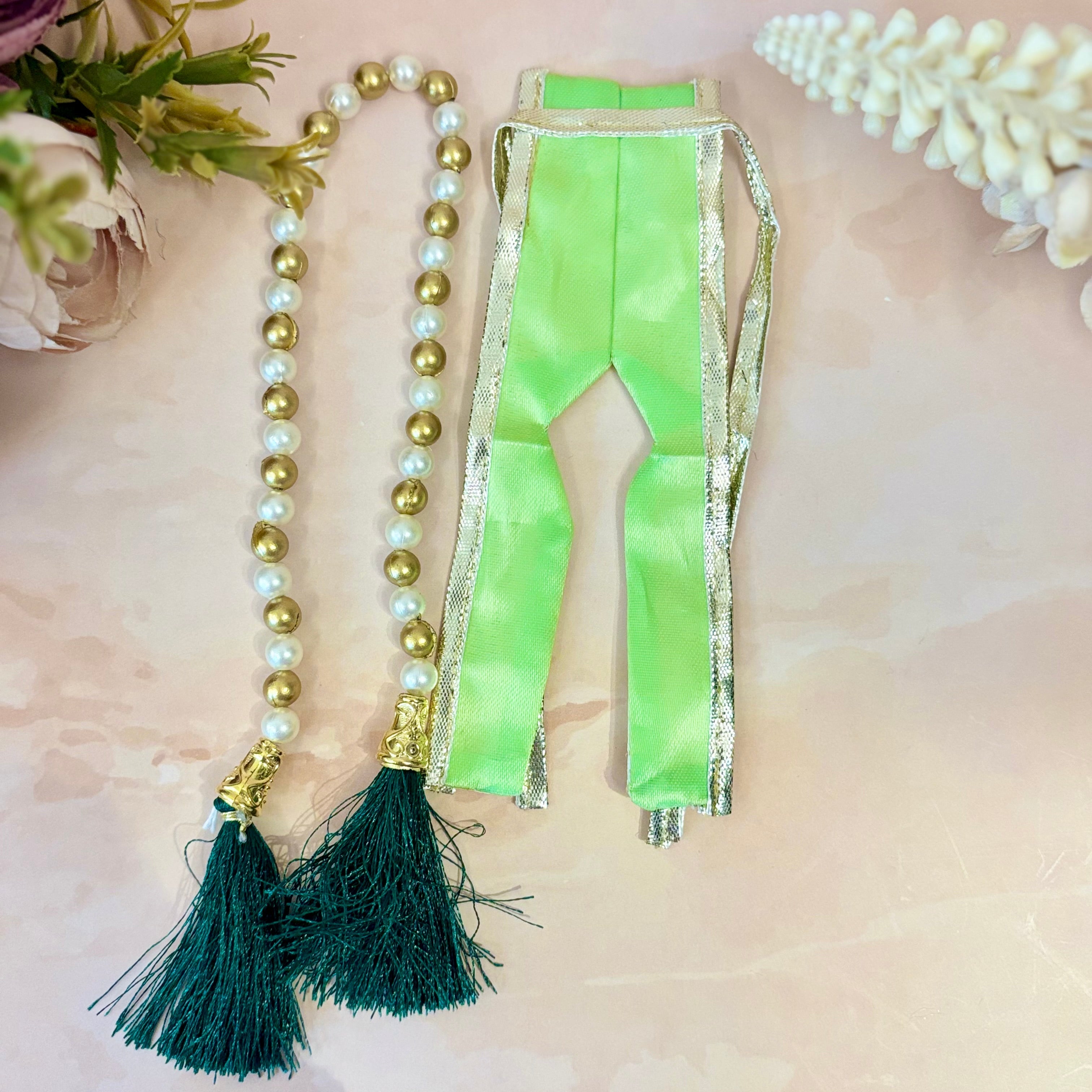 Handmade Teej Special Green Laddu Gopal Dress | Designer Kanha Ji Poshak | Fancy Bal Gopal Dress for Janmashtami Celebrations