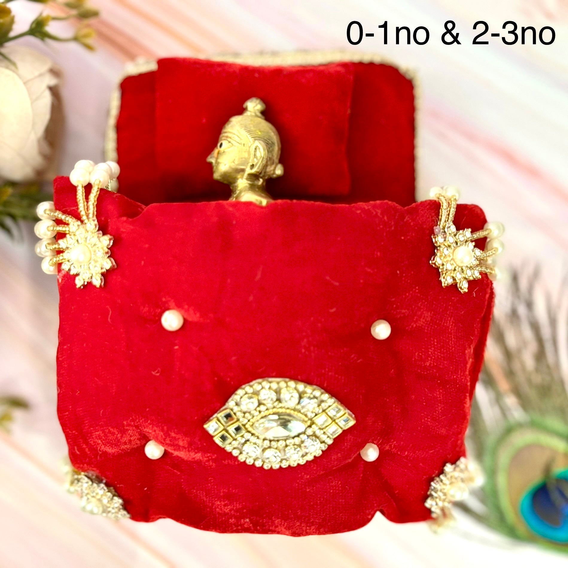 Rajshayan Handmade Velvet Laddu Gopal Bedding Set - Designer Kanha Ji Poshak & Bal Gopal Dress for Janmashtami Festival