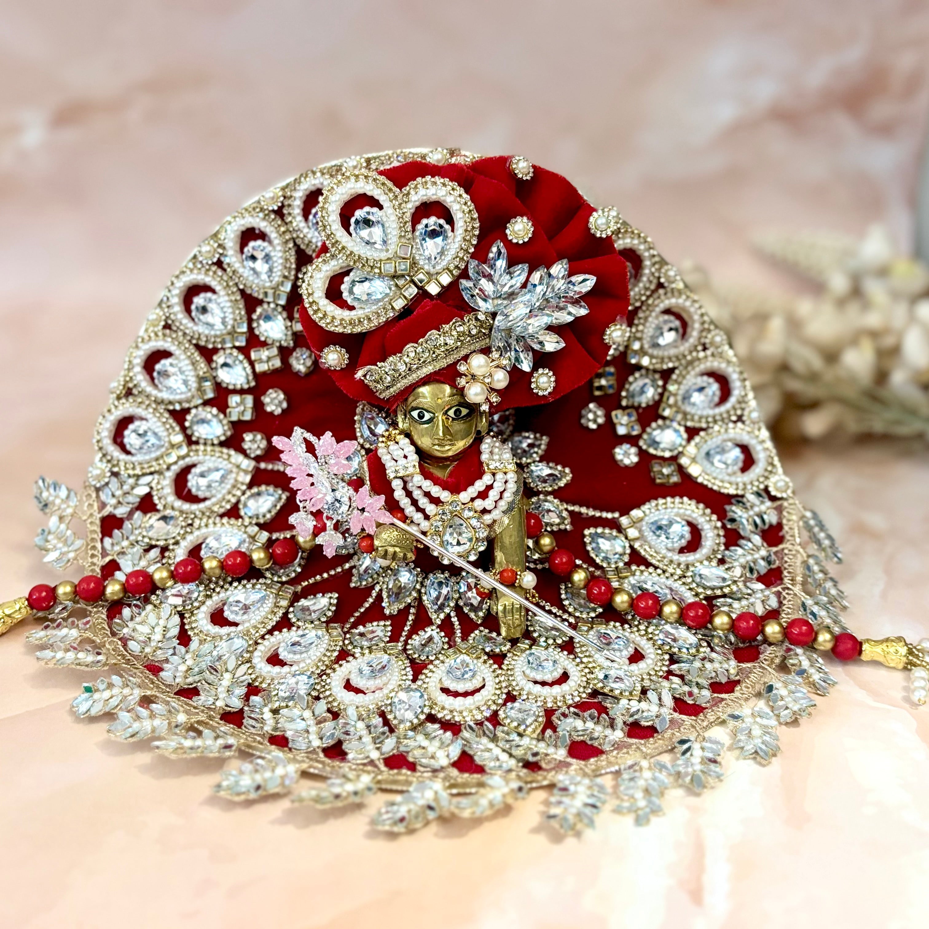 Handmade Rajwadi Velvet Laddu Gopal Dress - Designer Kanha Ji Poshak for Janmashtami, Fancy Bal Gopal Dress, Krishna Ji Dress
