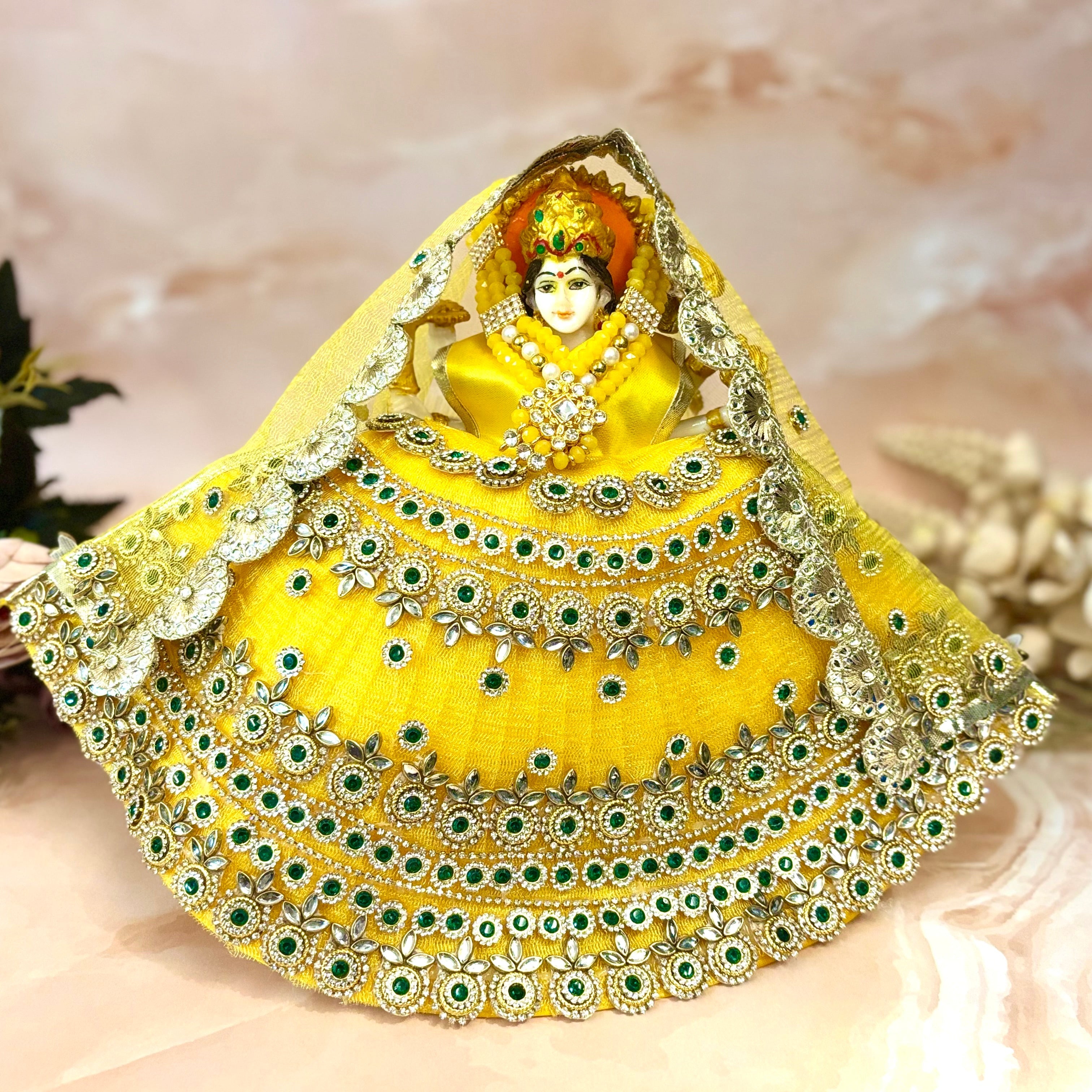 Handmade Suvarna Ratna Mata Rani Dress - Designer Laddu Gopal Poshak for Janmashtami, Fancy Kanha Ji Dress, Bal Gopal & Krishna Ji Dress