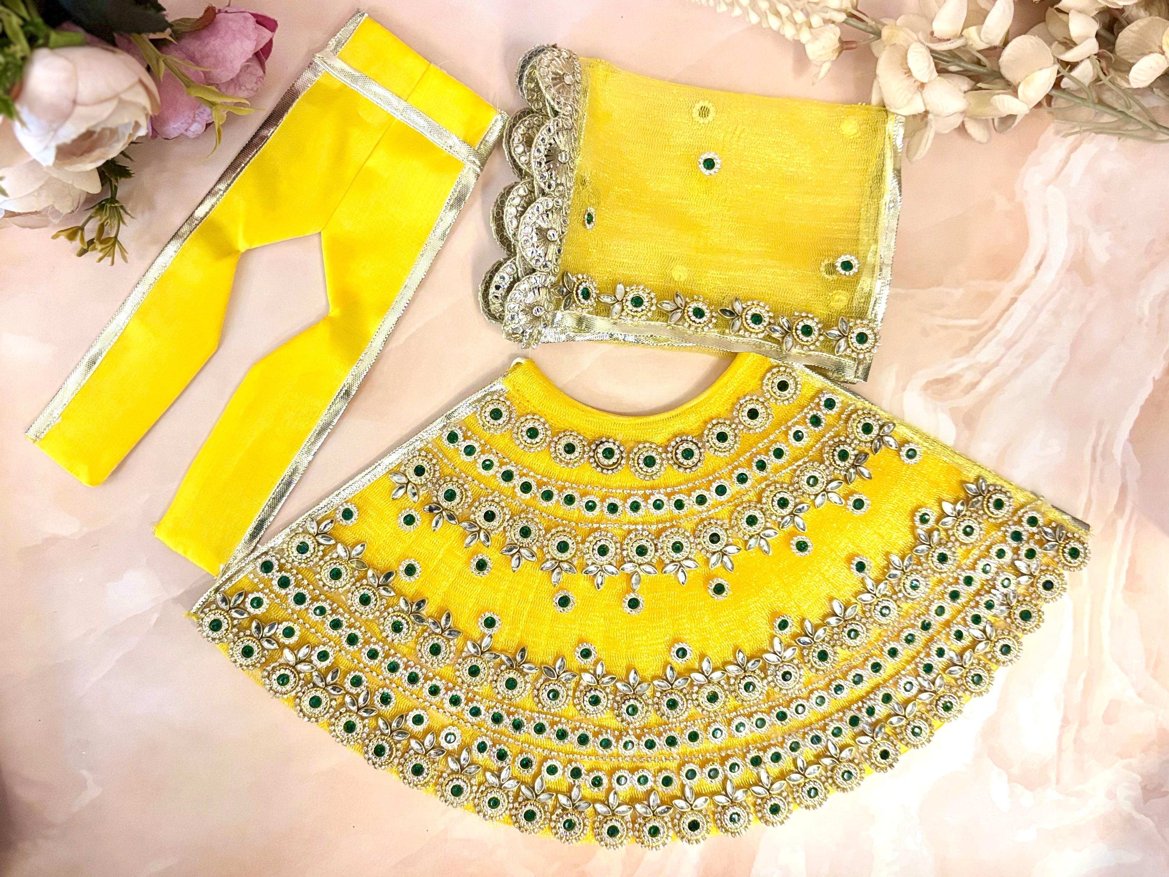 Handmade Suvarna Ratna Mata Rani Dress - Designer Laddu Gopal Poshak for Janmashtami, Fancy Kanha Ji Dress, Bal Gopal & Krishna Ji Dress