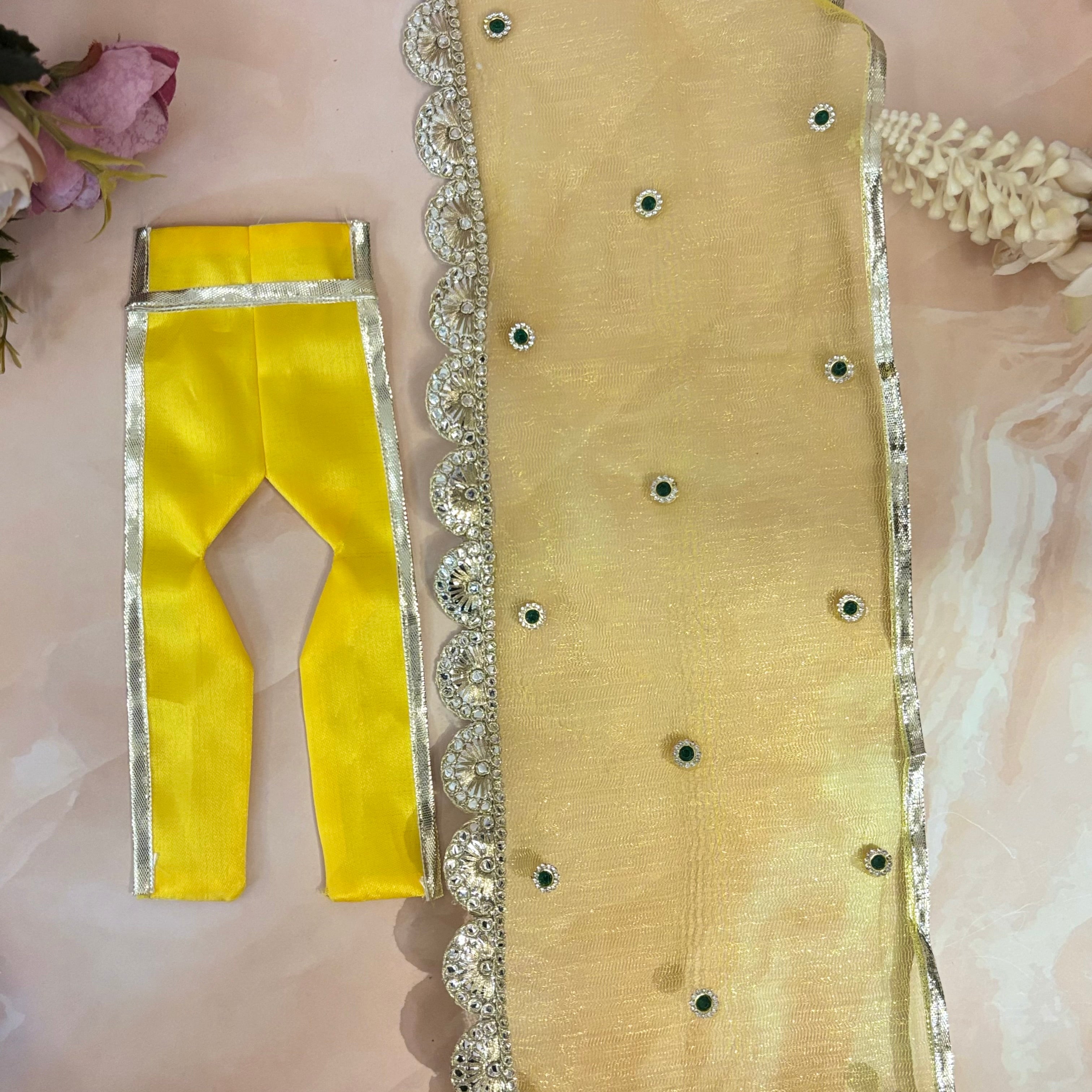 Handmade Suvarna Ratna Mata Rani Dress - Designer Laddu Gopal Poshak for Janmashtami, Fancy Kanha Ji Dress, Bal Gopal & Krishna Ji Dress