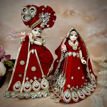 Handmade Rajwadi Radha Krishna Dress - Designer Laddu Gopal Poshak, Fancy Kanha Ji Dress for Janmashtami, Bal Gopal & Krishna Ji Dress