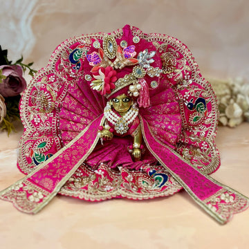 Handmade Rajroop Laddu Gopal Dress - Designer Kanha Ji Poshak, Fancy Bal Gopal Dress for Janmashtami & Festivals, Krishna Ji Dress