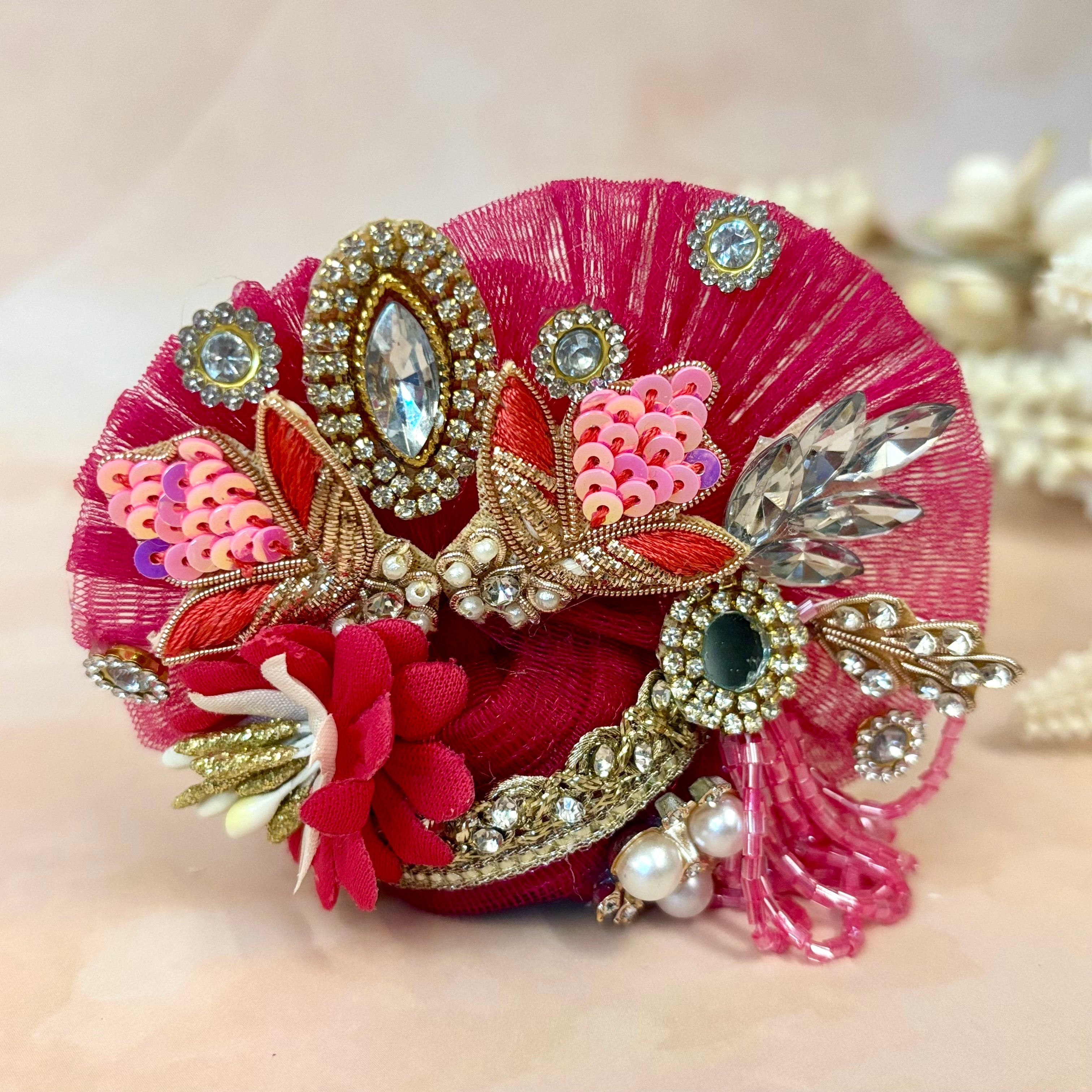 Handmade Rajroop Laddu Gopal Dress - Designer Kanha Ji Poshak, Fancy Bal Gopal Dress for Janmashtami Celebrations, Krishna Ji Dress
