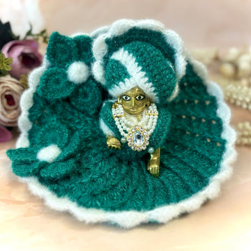 Handmade Rajsi Woollen Laddu Gopal Dress - Designer Kanha Ji Poshak for Janmashtami, Fancy Bal Gopal Dress, Krishna Ji Dress