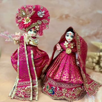 Handmade Kamla Shringar Radha Krishna Dress - Designer Laddu Gopal Poshak, Fancy Kanha Ji Dress for Janmashtami & Festivals, Bal Gopal & Krishna Ji Dress
