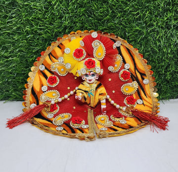 Designer Laddu Gopal Dress - Red Net Poshak for Kanha Ji | Fancy Bal Gopal Dress for Janmashtami | Comfortable Size 0-6