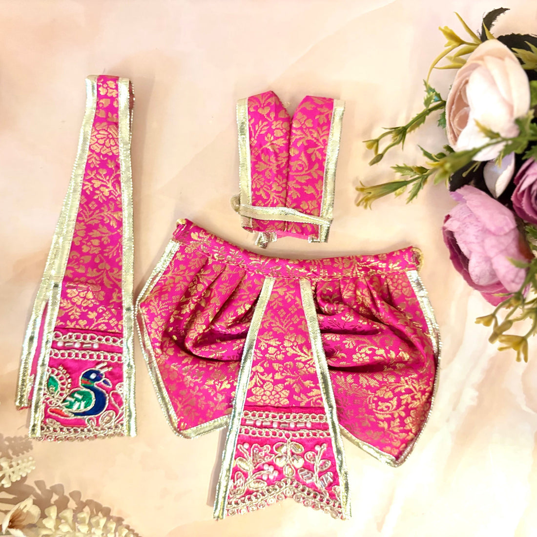 Handmade Kamla Shringar Radha Krishna Dress - Designer Laddu Gopal Poshak, Fancy Kanha Ji Dress for Janmashtami & Festivals, Bal Gopal & Krishna Ji Dress