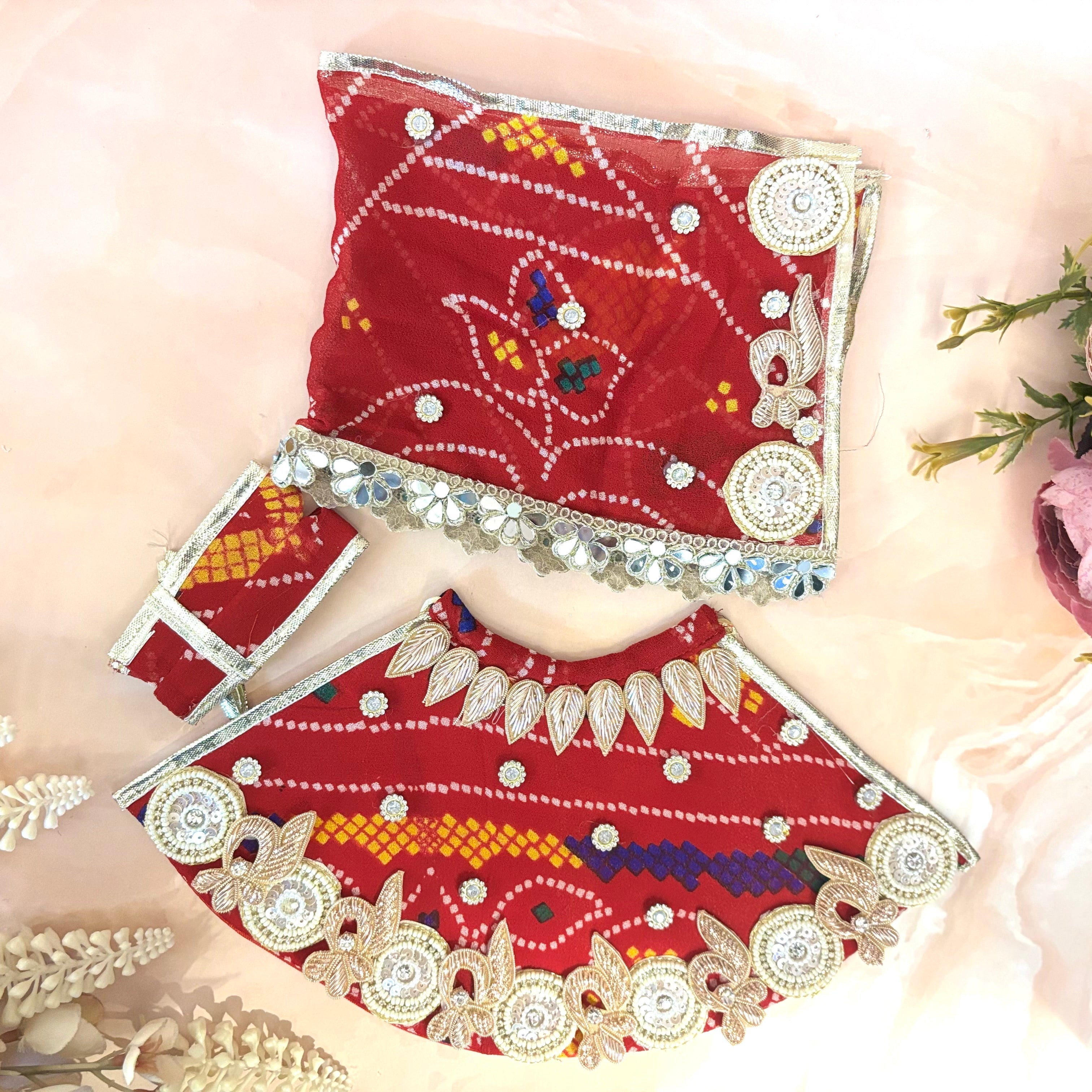 Handmade Ambika Mata Rani Dress - Designer Laddu Gopal Poshak for Janmashtami, Fancy Kanha Ji Dress, Bal Gopal & Krishna Ji Attire