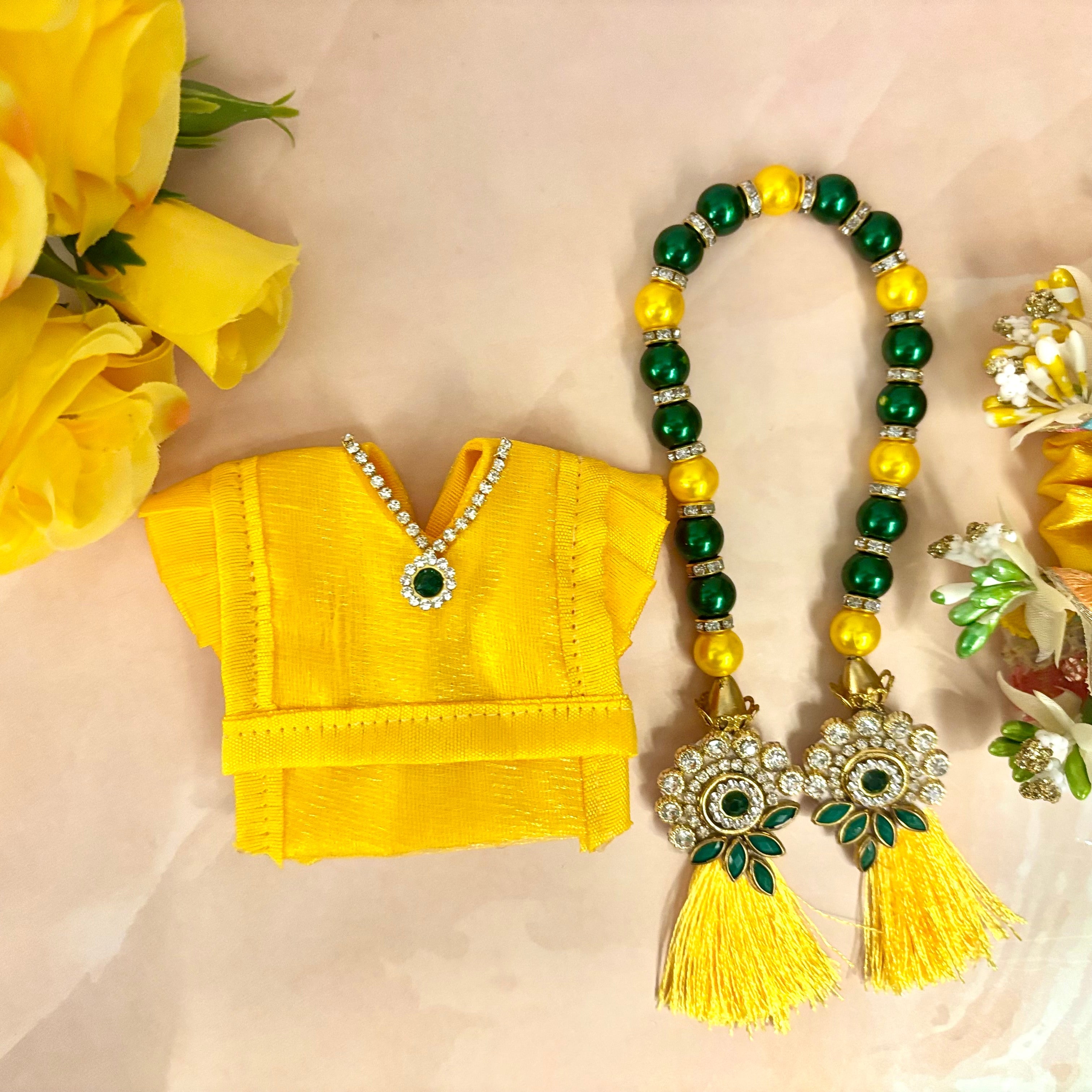 Handmade Yellow Laddu Gopal Dress - Designer Kanha Ji Poshak for Janmashtami, Fancy Bal Gopal Dress, Krishna Ji Outfit