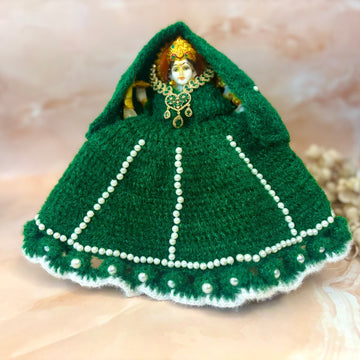 Handmade Harit Pearl Woollen Laddu Gopal Dress - Designer Kanha Ji Poshak for Janmashtami, Fancy Bal Gopal & Krishna Ji Dress