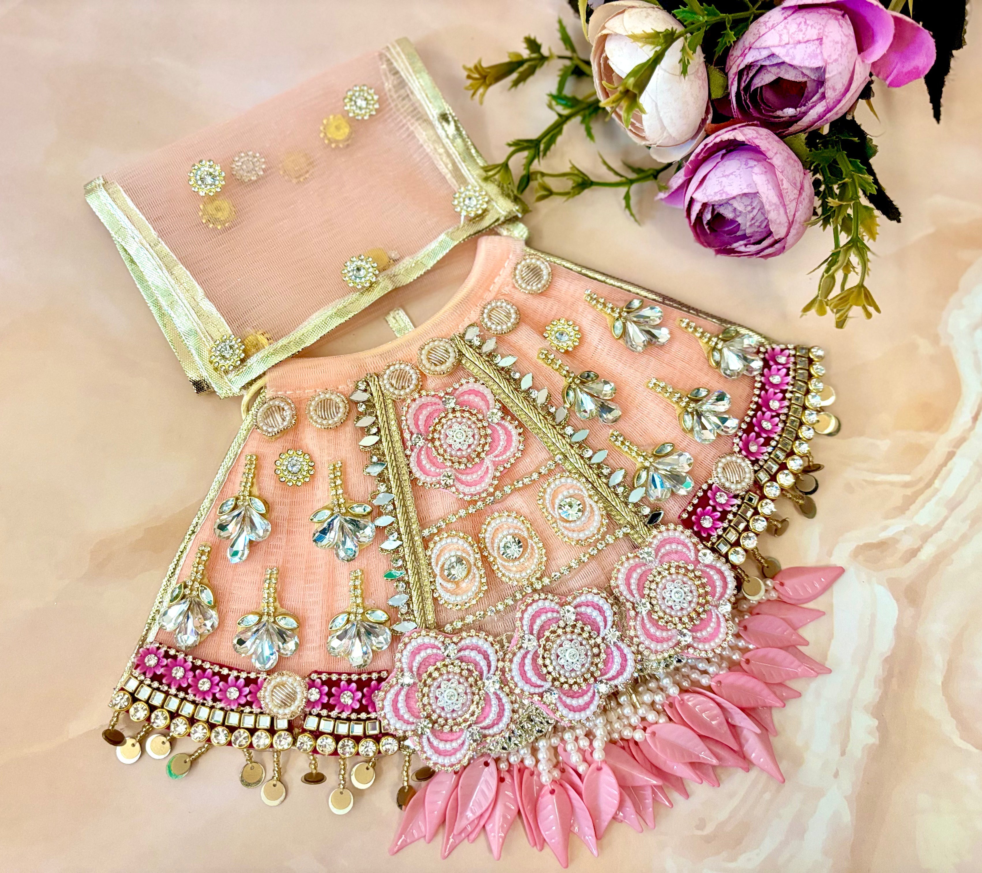 Handmade Kamal Pushp Mata Rani Dress - Designer Laddu Gopal Poshak, Fancy Kanha Ji Dress for Janmashtami, Bal Gopal & Krishna Ji Celebrations