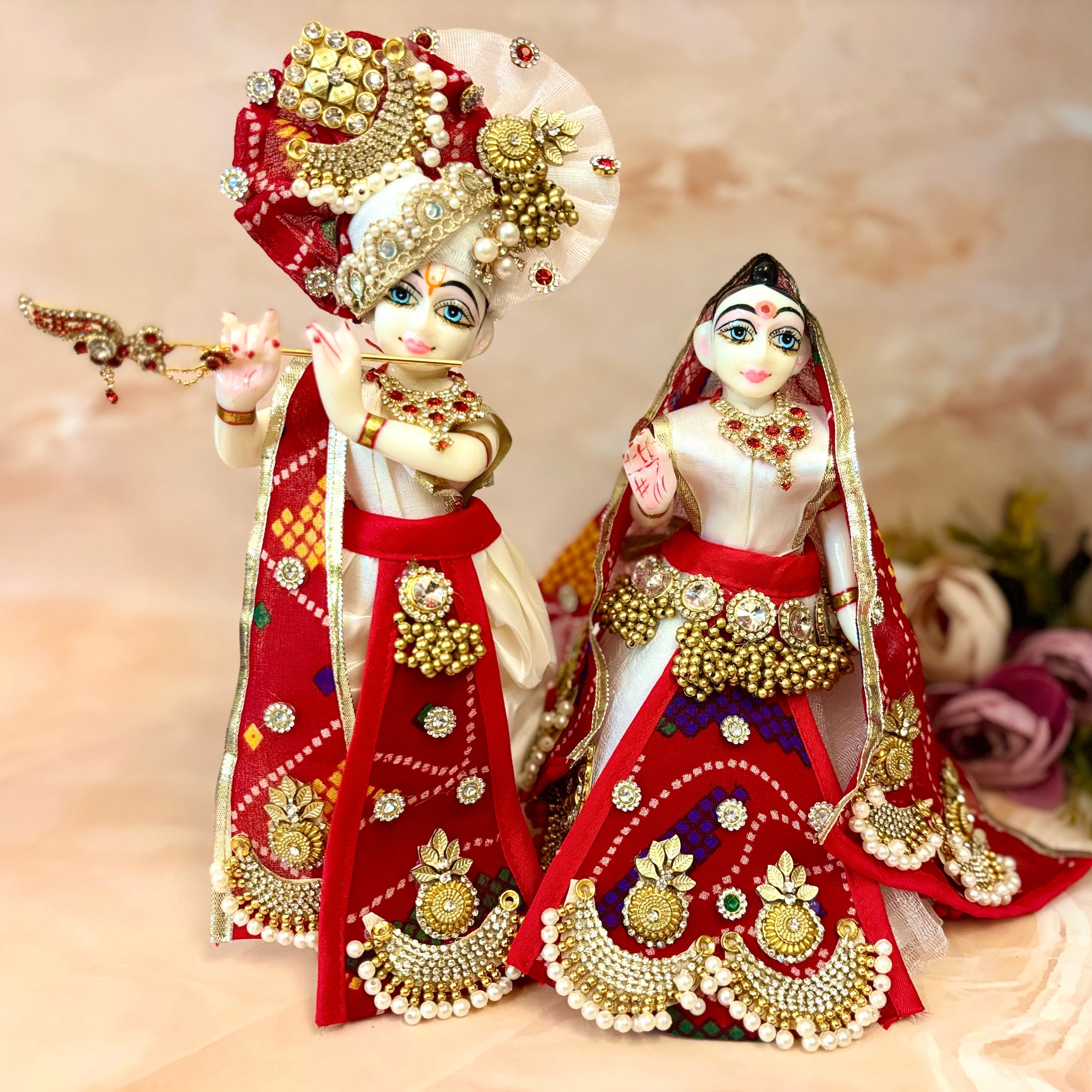 Handmade Lalit Shringar Radha Krishna Dress - Designer Laddu Gopal Poshak, Fancy Kanha Ji Dress for Janmashtami & Festivals, Bal Gopal & Krishna Ji Dress