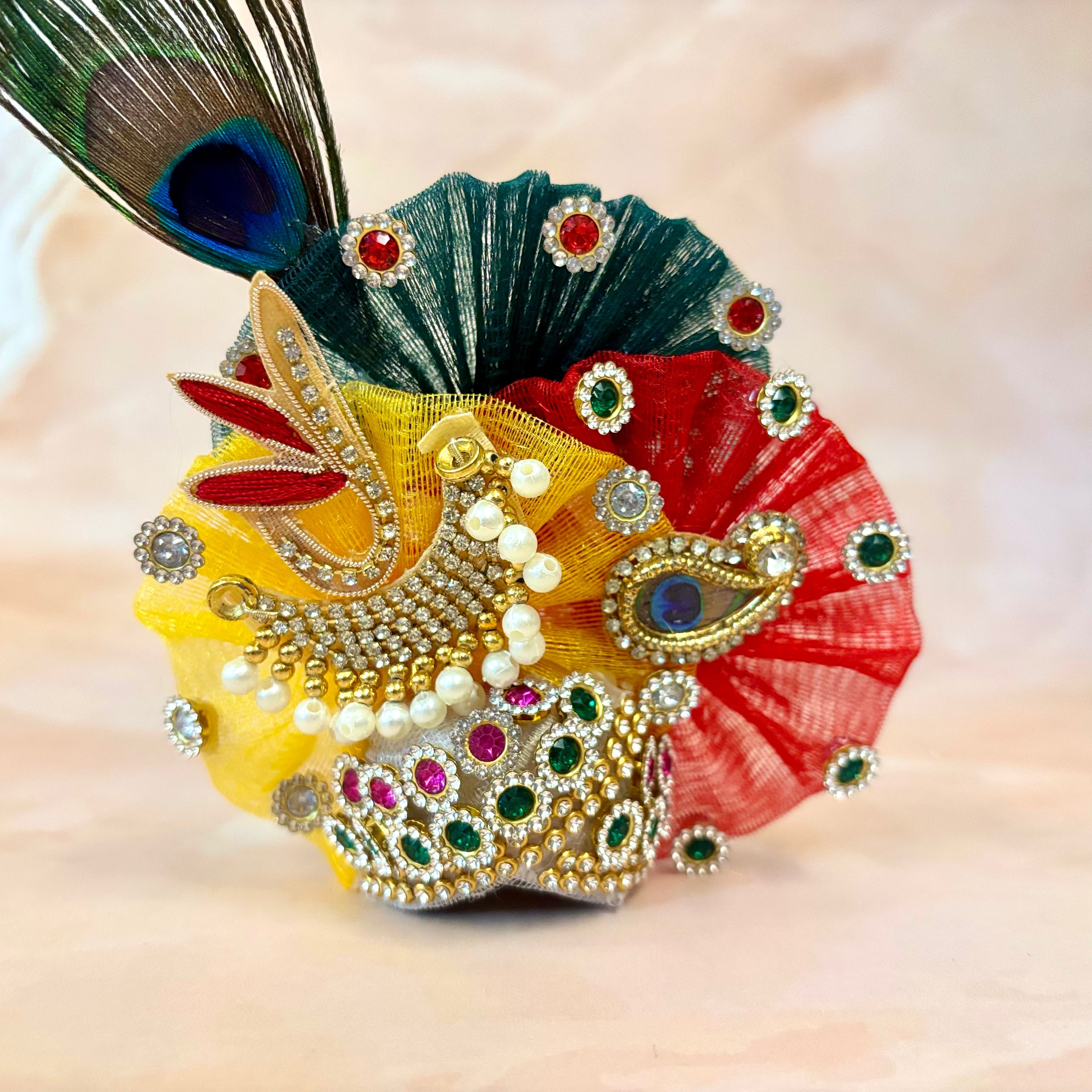 Handmade Multi-Color Laddu Gopal Dress Set - 4 Piece Designer Poshak for Kanha Ji & Bal Gopal | Fancy Janmashtami Krishna Ji Dress