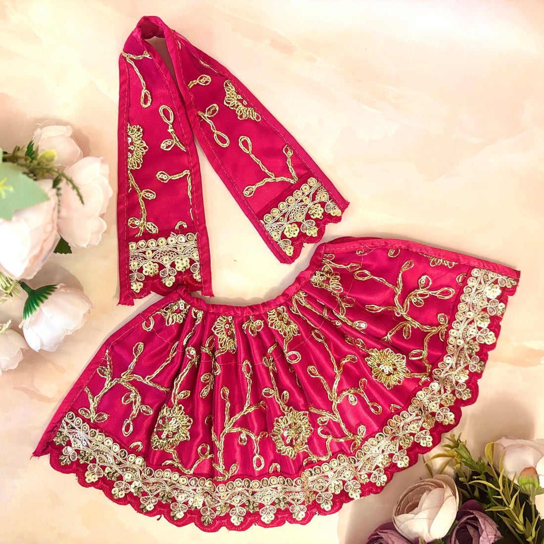 Handmade Devi Ranjana Mata Rani Dress - Designer Laddu Gopal Poshak, Fancy Kanha Ji Dress for Janmashtami, Bal Gopal & Krishna Ji Celebrations