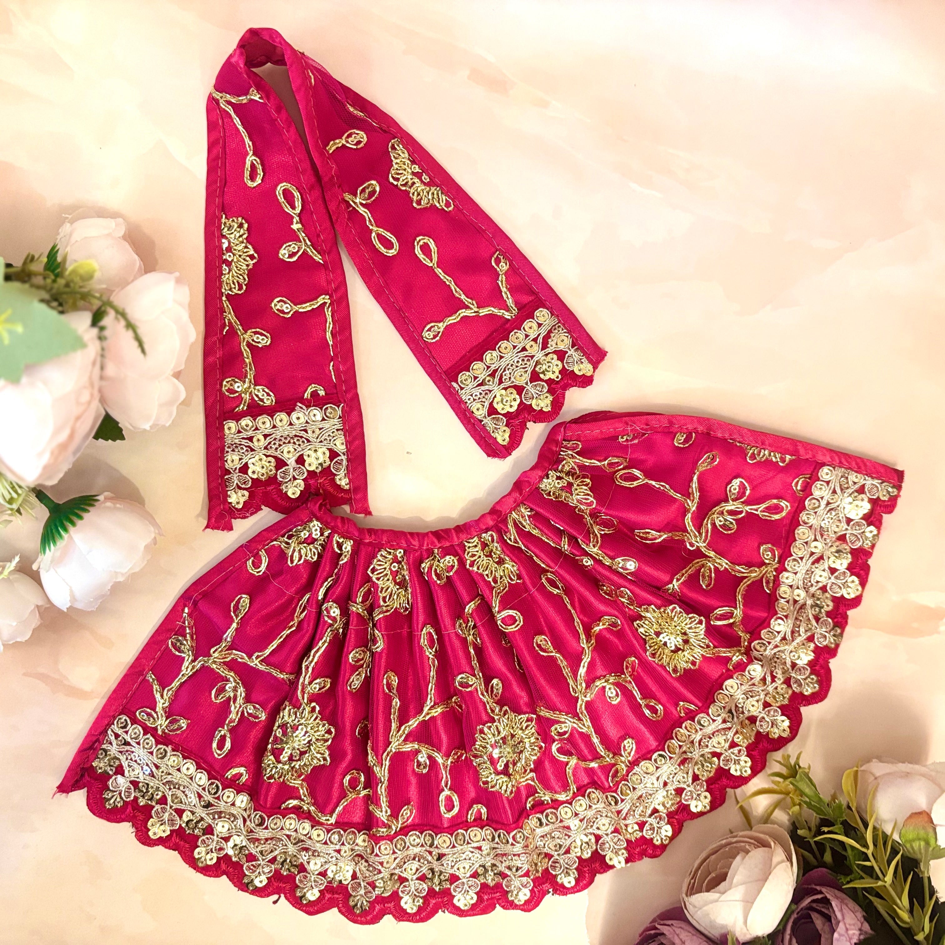 Handmade Devi Ranjana Mata Rani Dress - Designer Laddu Gopal Poshak, Fancy Kanha Ji Dress for Janmashtami, Bal Gopal & Krishna Ji Celebrations