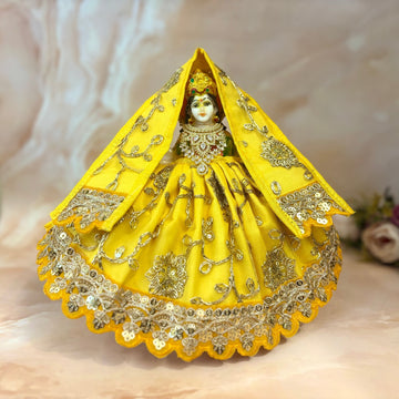 Handmade Peetambari Shringar Mata Rani Dress - Designer Laddu Gopal Dress, Fancy Kanha Ji Poshak for Janmashtami, Bal Gopal & Krishna Ji Dress