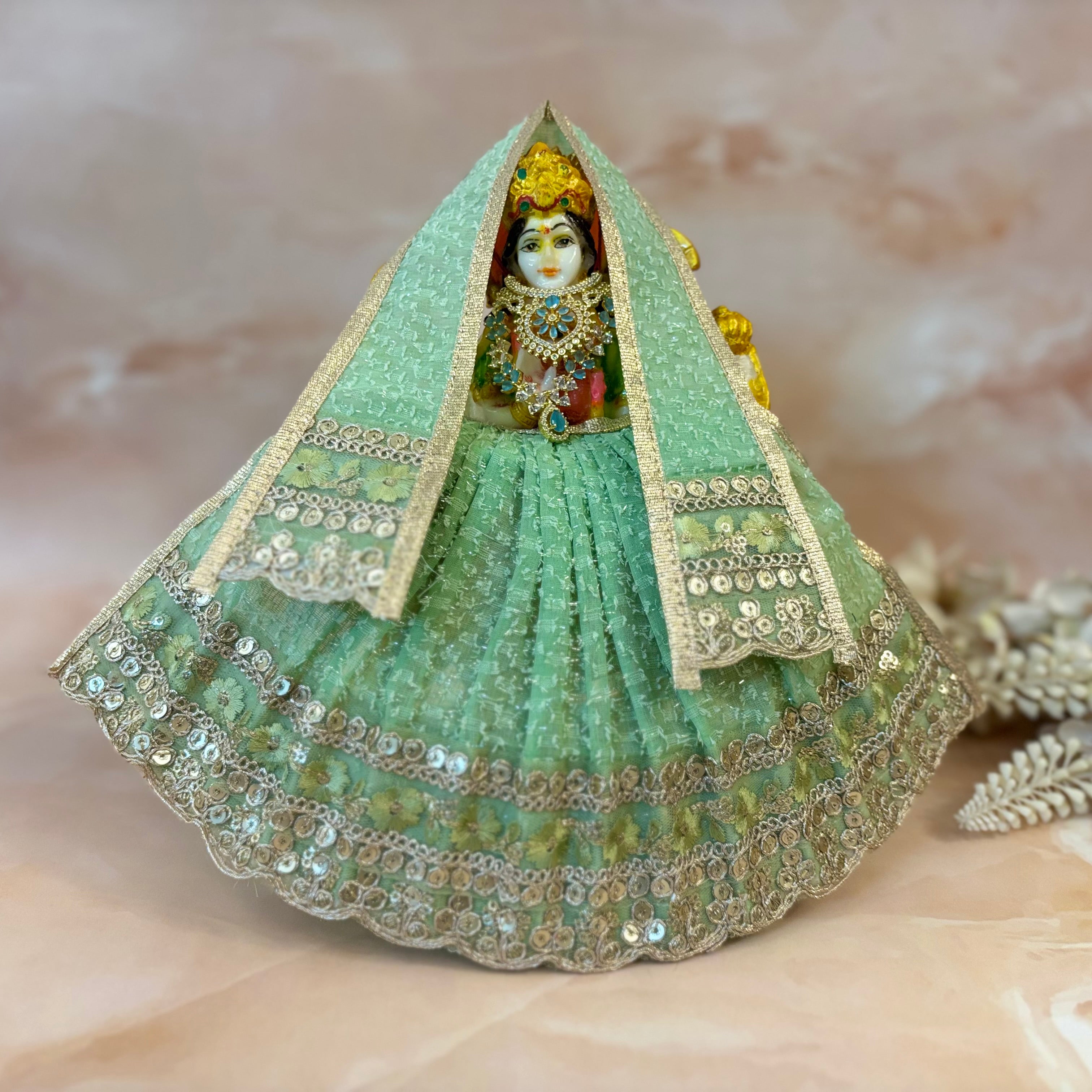 Handmade Shyamala Shringar Mata Rani Dress - Designer Laddu Gopal Poshak, Fancy Kanha Ji Dress for Janmashtami, Bal Gopal & Krishna Ji Celebrations