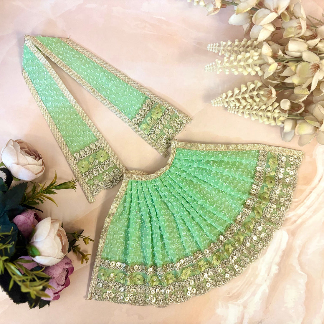 Handmade Shyamala Shringar Mata Rani Dress - Designer Laddu Gopal Poshak, Fancy Kanha Ji Dress for Janmashtami, Bal Gopal & Krishna Ji Celebrations