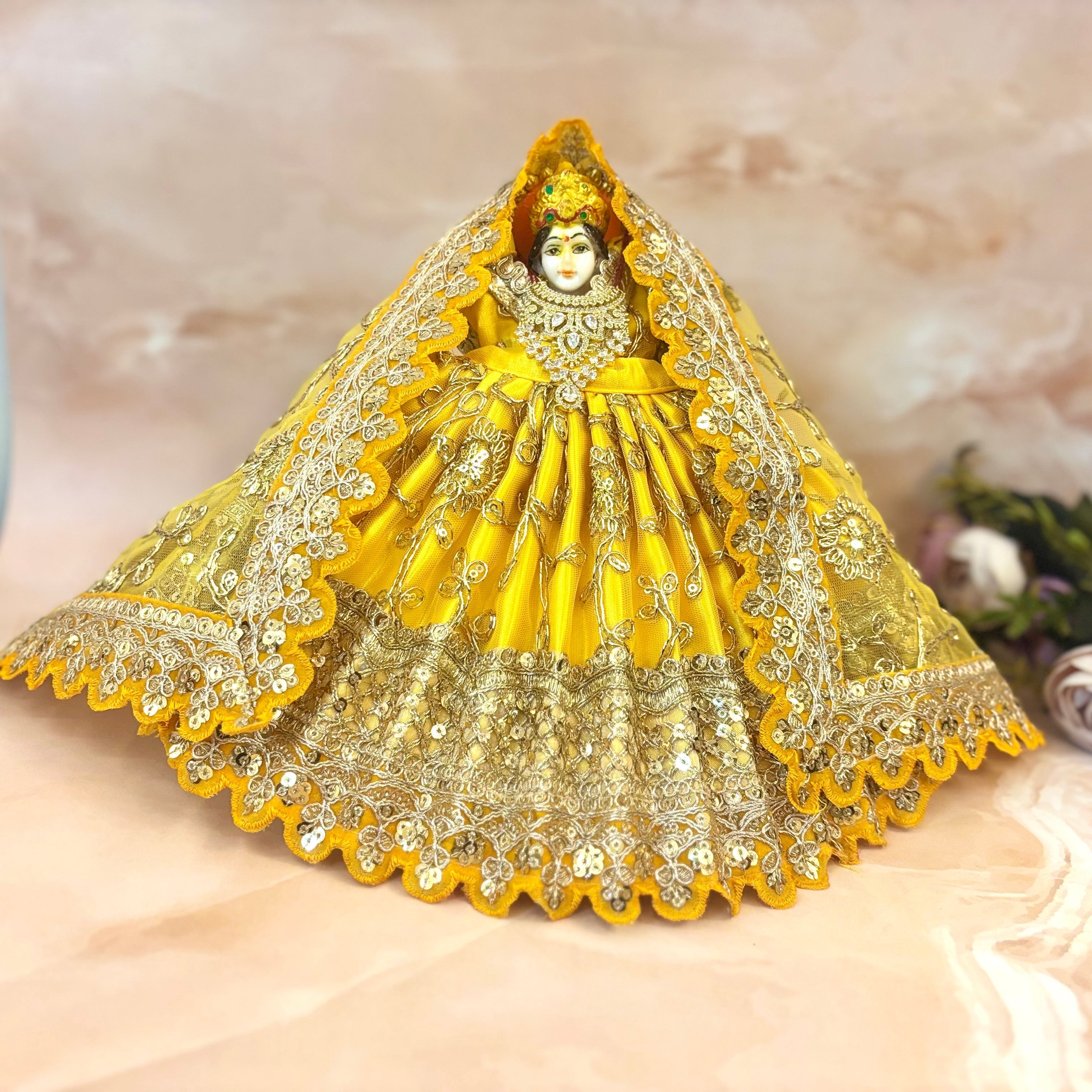 Handmade Peetambari Mata Rani Dress - Designer Laddu Gopal Dress, Kanha Ji Poshak, Bal Gopal Dress for Janmashtami Festival