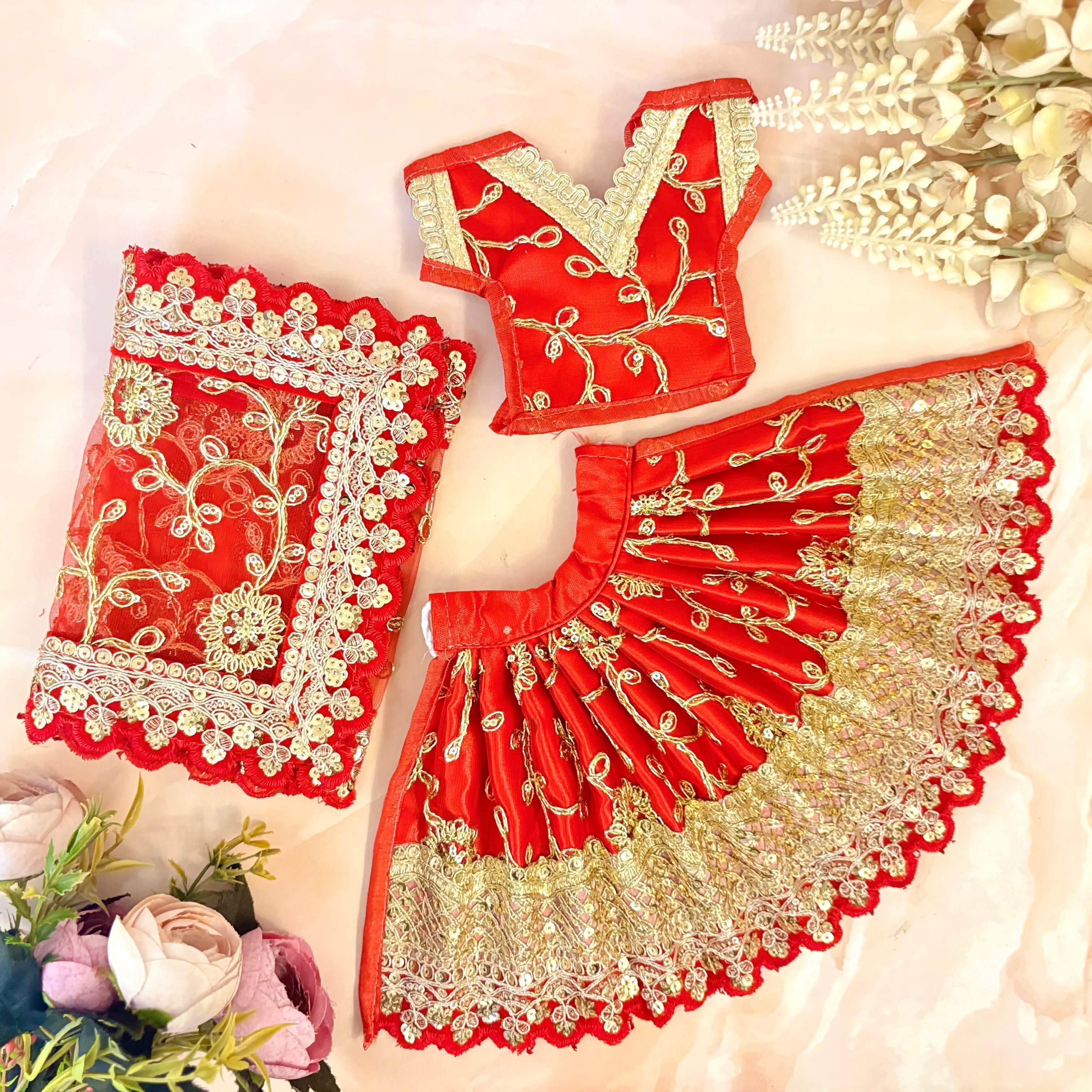 Handmade Ambika Rani Mata Rani Dress - Designer Laddu Gopal Dress, Kanha Ji Poshak, Bal Gopal Dress for Janmashtami Festival