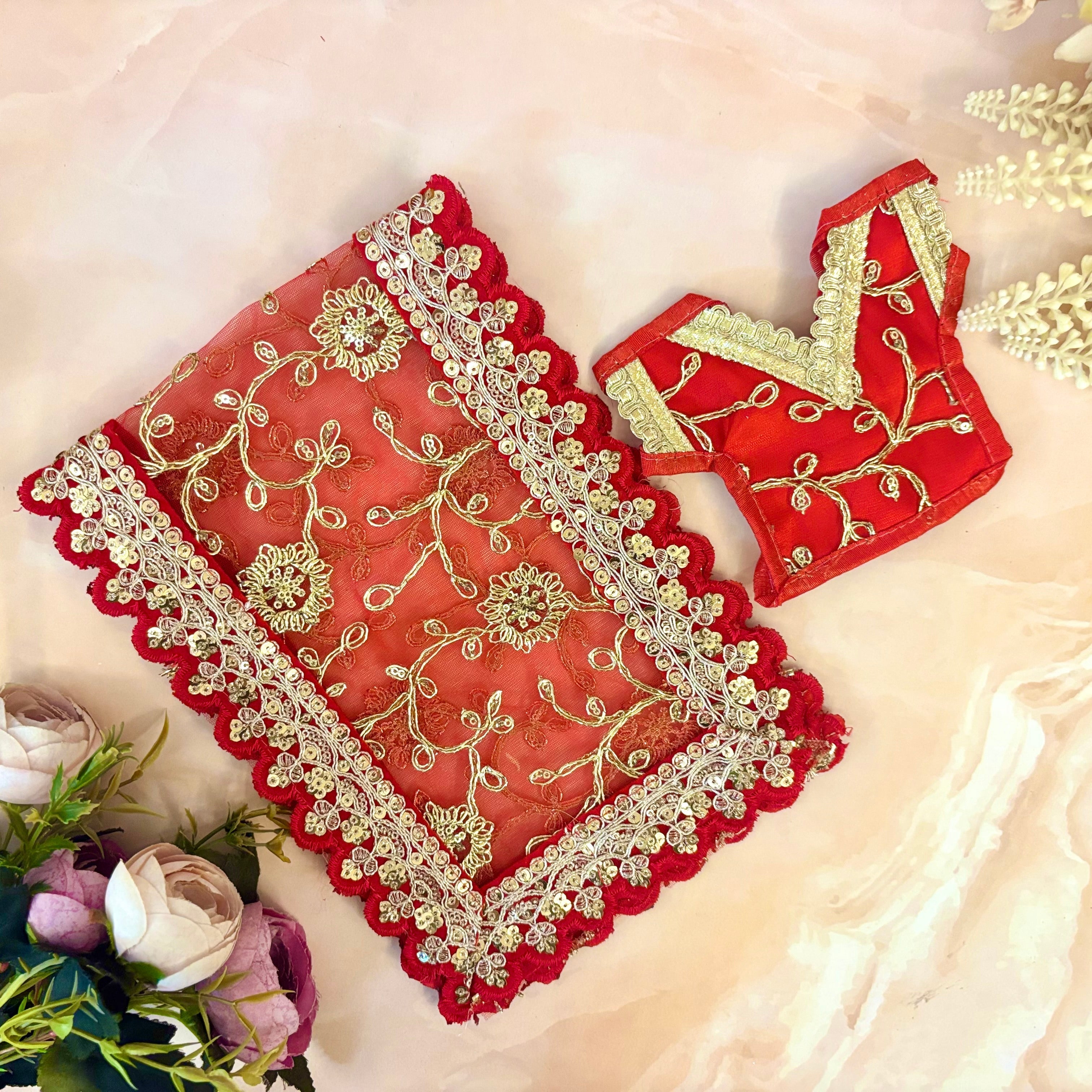 Handmade Ambika Rani Mata Rani Dress - Designer Laddu Gopal Dress, Kanha Ji Poshak, Bal Gopal Dress for Janmashtami Festival