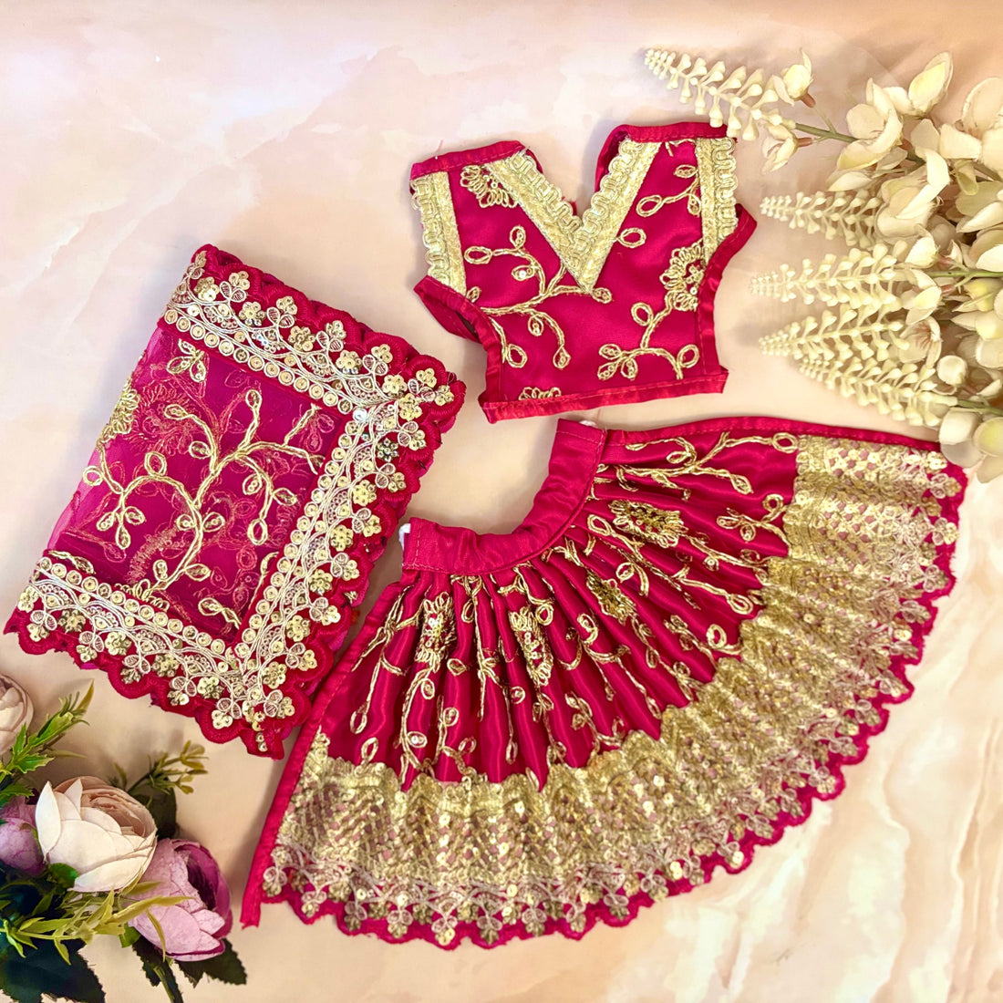 Handmade Ranjana Mata Rani Dress - Designer Laddu Gopal Dress, Kanha Ji Poshak, Bal Gopal Dress for Janmashtami Festival
