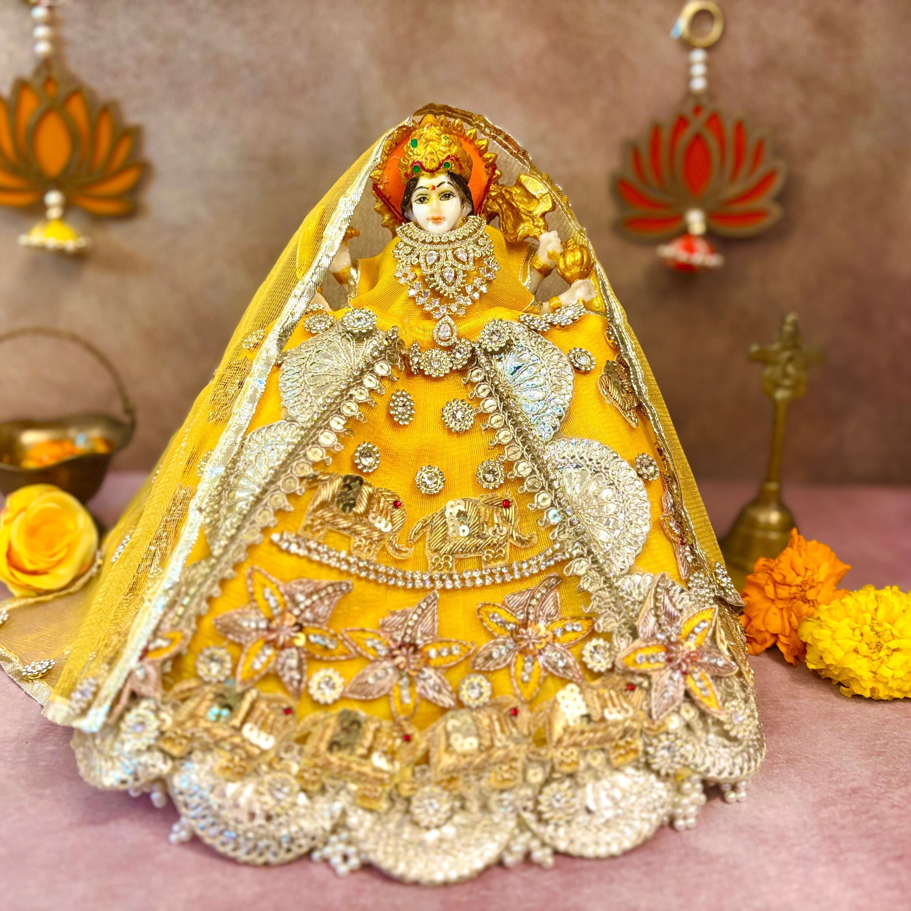 Handmade Kanakprit Mata Rani Dress - Designer Laddu Gopal Poshak for Janmashtami, Fancy Bal Gopal & Krishna Ji Dress