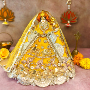 Handmade Kanakprit Mata Rani Dress - Designer Laddu Gopal Poshak for Janmashtami, Fancy Bal Gopal & Krishna Ji Dress