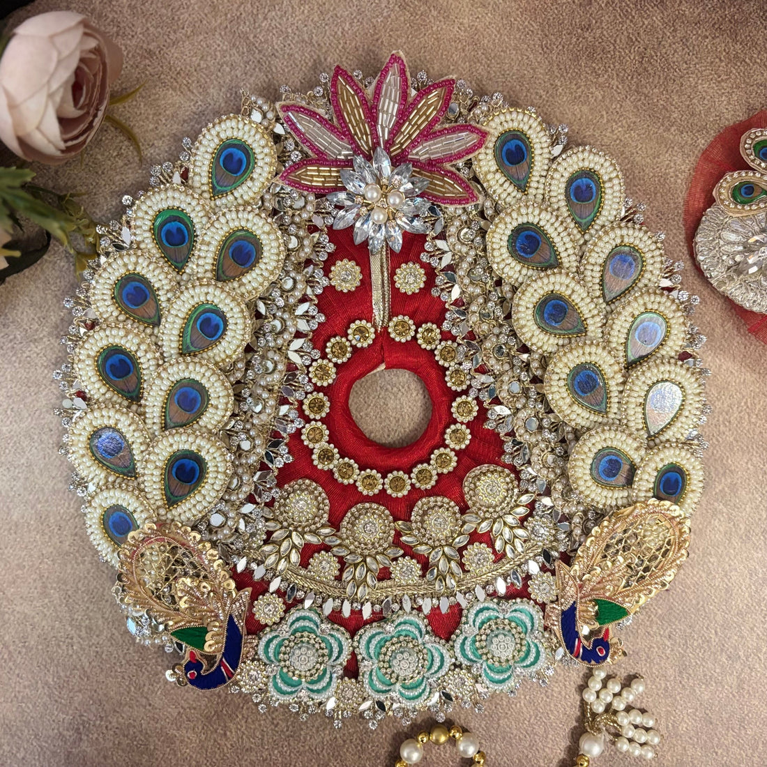 Handmade Mayurprabha Laddu Gopal Dress - Designer Kanha Ji Poshak, Fancy Bal Gopal Dress for Janmashtami Celebration