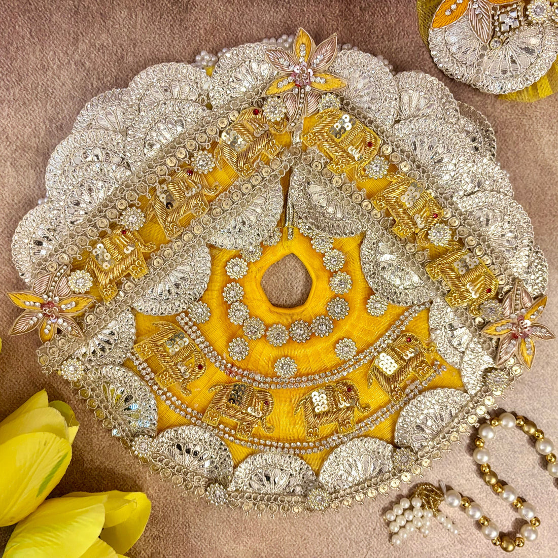 Handmade Kanakyugal Laddu Gopal Dress - Designer Kanha Ji Poshak, Fancy Bal Gopal Dress for Janmashtami Celebrations, Krishna Ji Dress