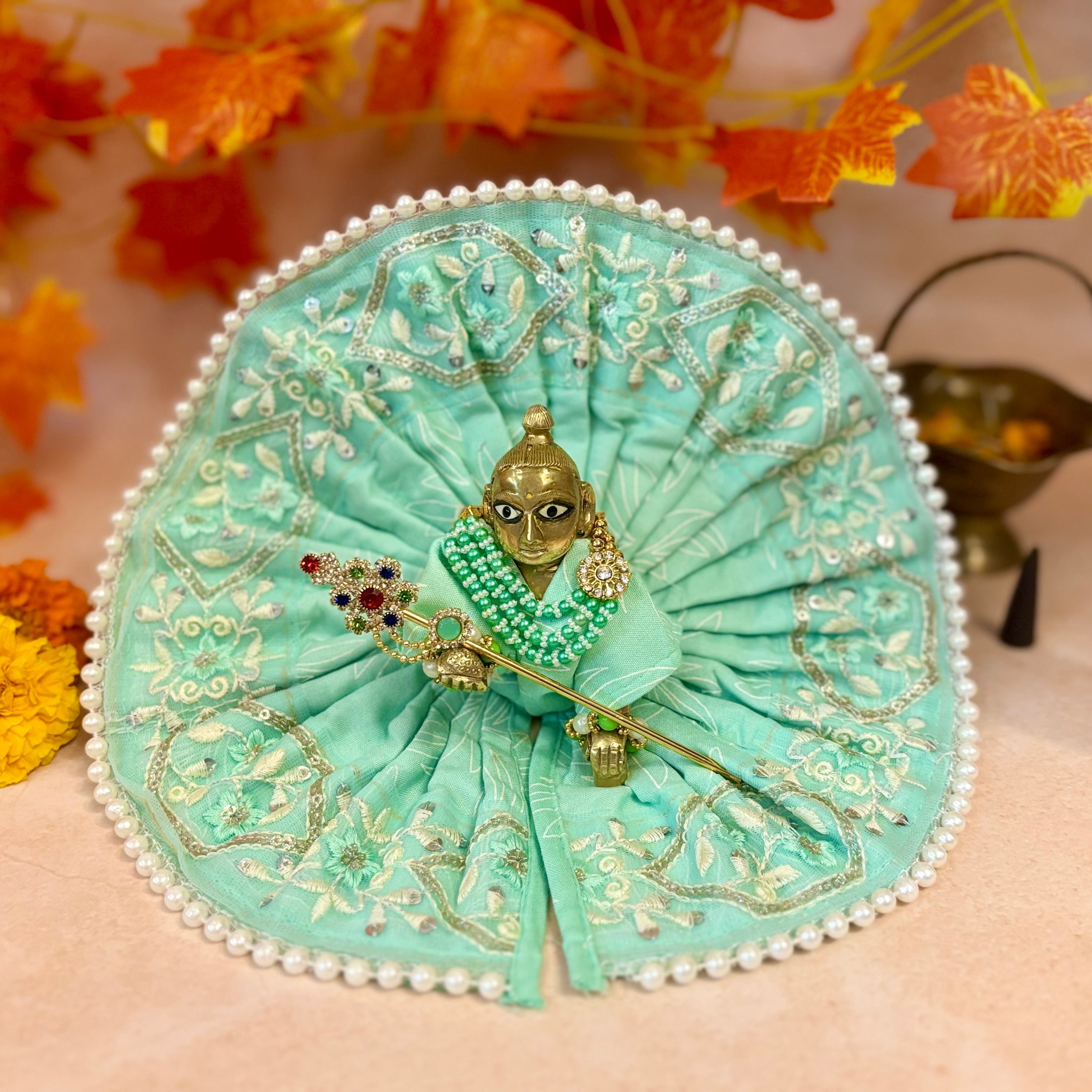 Handmade Mohanpushp Laddu Gopal Dress Set (Pack of 2) - Designer Kanha Ji Poshak for Janmashtami, Fancy Bal Gopal & Krishna Ji Dress
