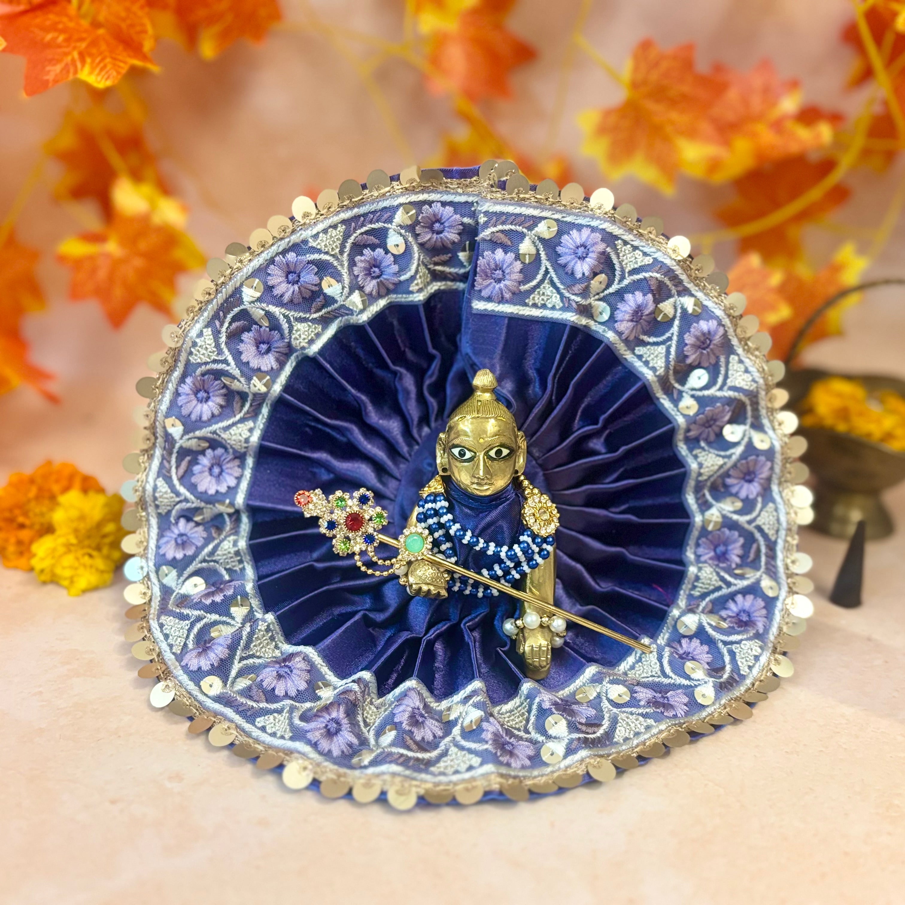 Handmade Neelam Laddu Gopal Dress Set (Pack of 2) - Designer Kanha Ji Poshak for Janmashtami, Fancy Bal Gopal & Krishna Ji Dress