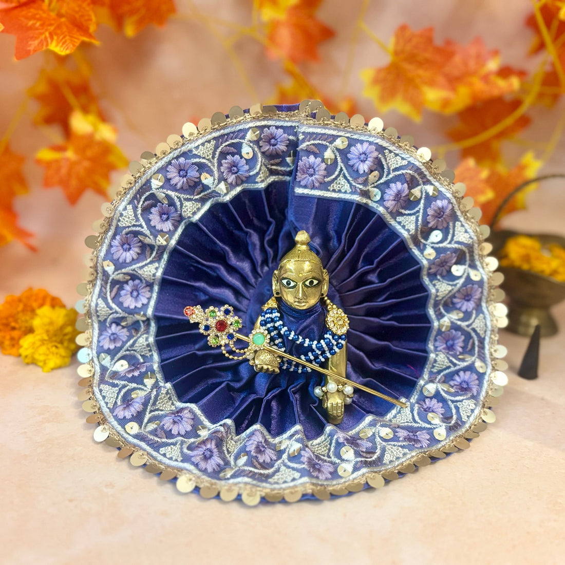 Handmade Neelam Laddu Gopal Dress Set (Pack of 2) - Designer Kanha Ji Poshak & Bal Gopal Dress for Janmashtami Festival
