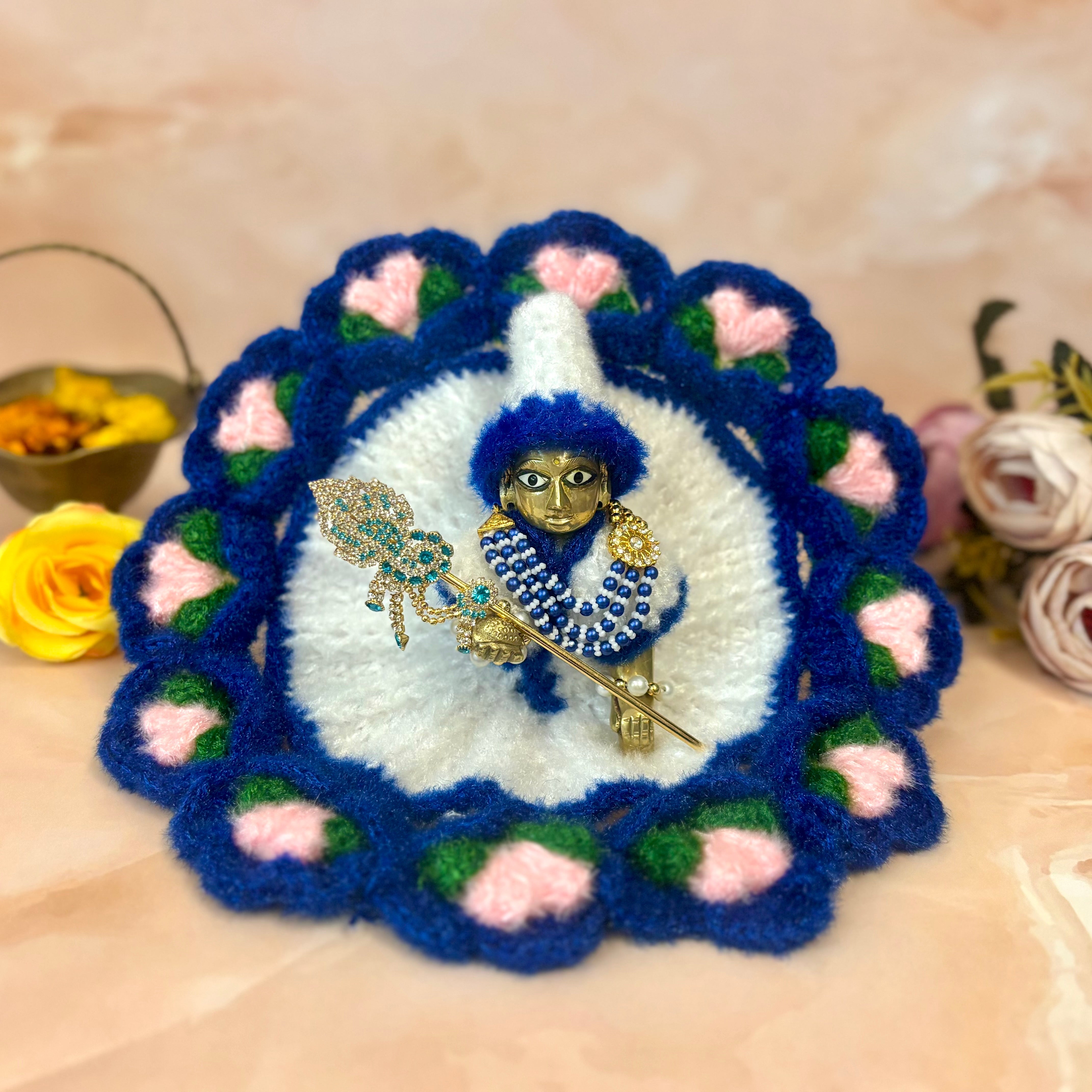 Handmade Ghanshyam Woollen Laddu Gopal Dress - Designer Kanha Ji Poshak for Janmashtami, Fancy Bal Gopal & Krishna Ji Dress