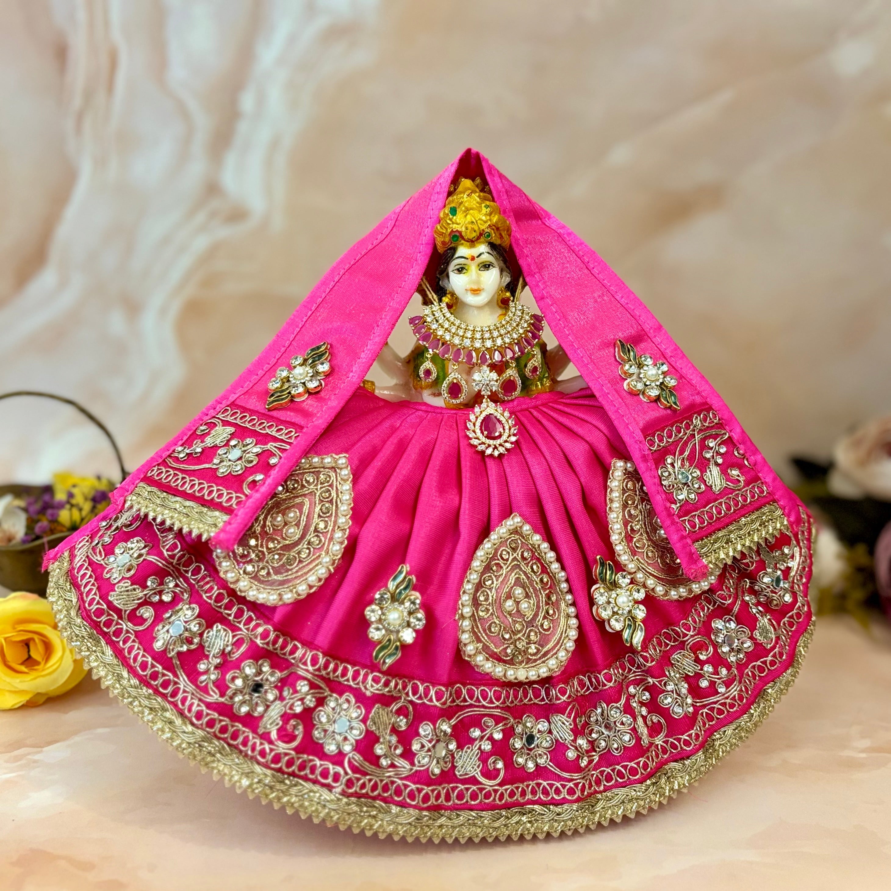 Handmade Hemavati Mata Rani Dress - Designer Laddu Gopal Poshak, Fancy Bal Gopal Dress for Janmashtami & Krishna Ji Celebrations