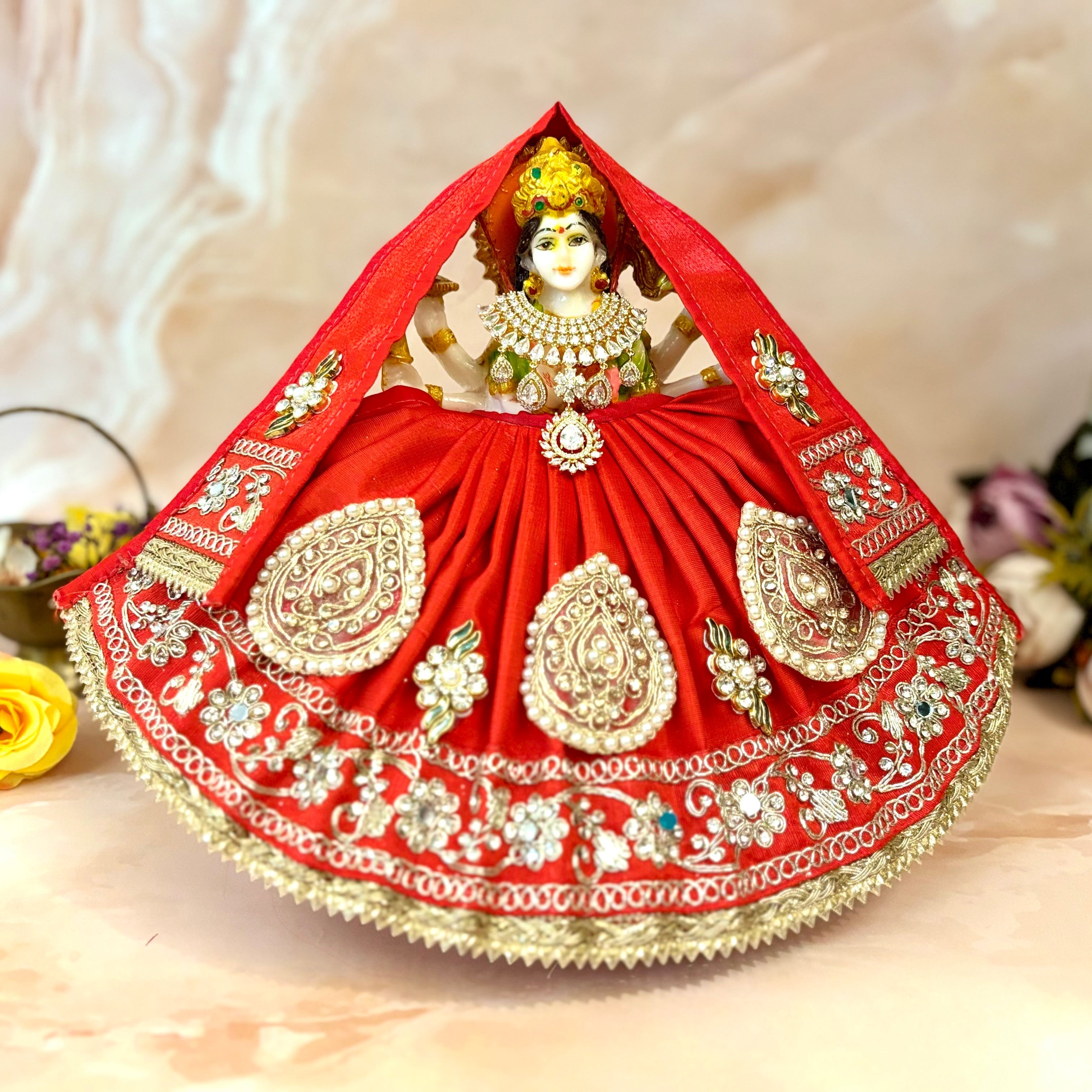 Handmade Chandrika Mata Rani Dress - Designer Laddu Gopal Dress, Kanha Ji Poshak, Bal Gopal Dress for Janmashtami Festival