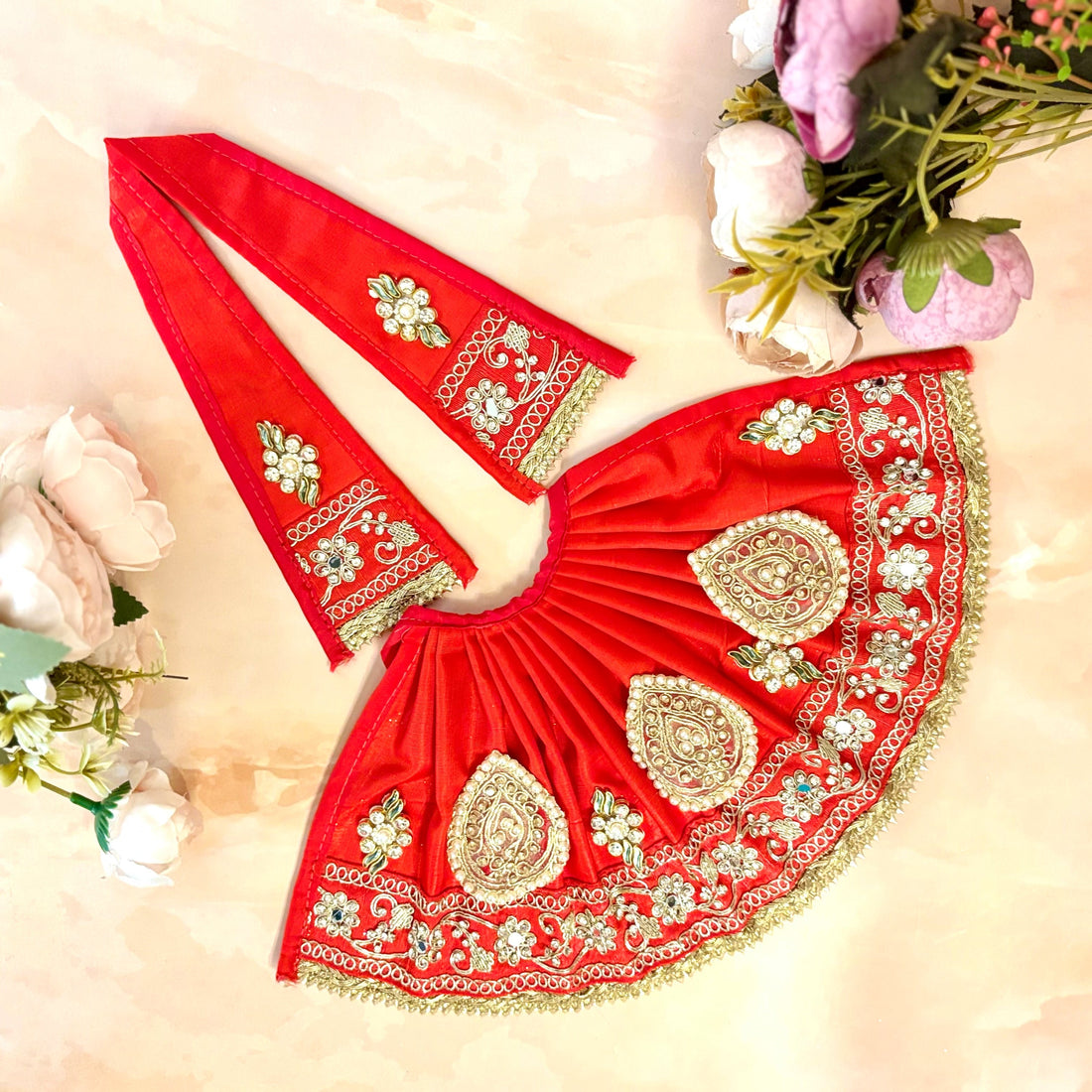 Handmade Chandrika Mata Rani Dress - Designer Laddu Gopal Dress, Kanha Ji Poshak, Bal Gopal Dress for Janmashtami Festival