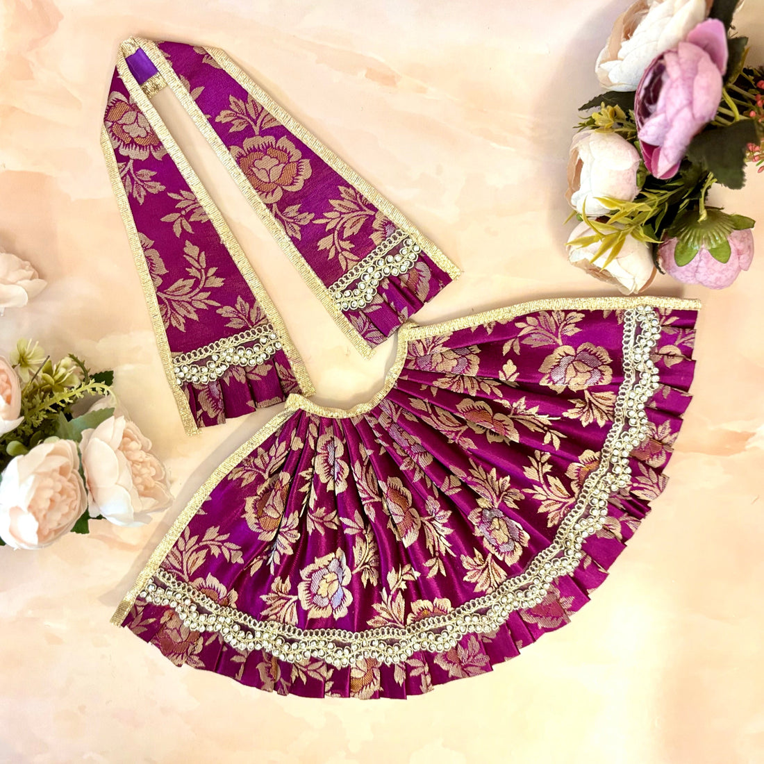Handmade Brahmacharini Mata Rani Dress - Designer Laddu Gopal Poshak, Fancy Kanha Ji Dress for Janmashtami, Bal Gopal & Krishna Ji Celebrations