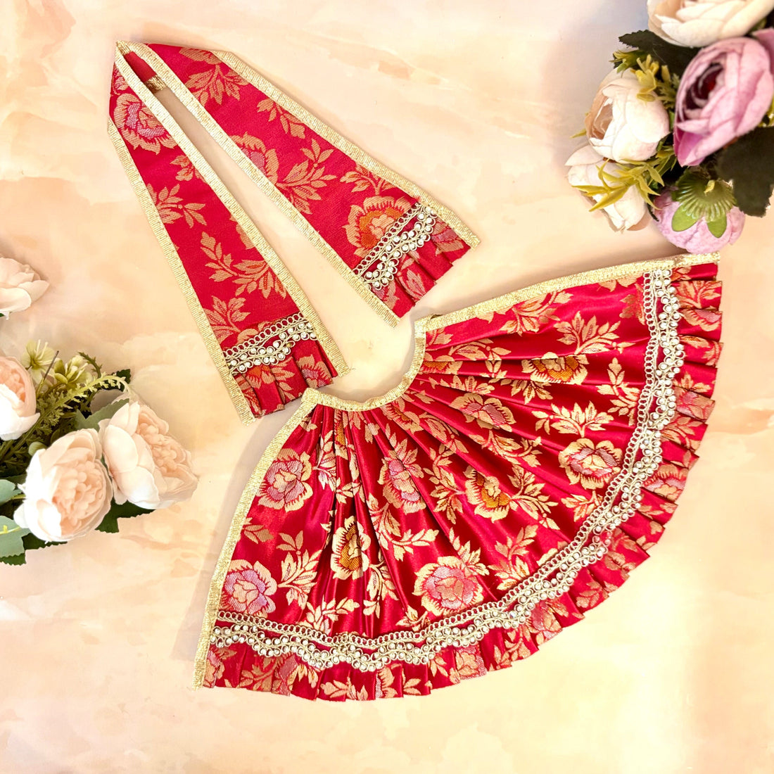 Handmade Shailputri Mata Rani Dress - Designer Laddu Gopal Dress, Fancy Kanha Ji Poshak for Janmashtami, Bal Gopal & Krishna Ji Dress