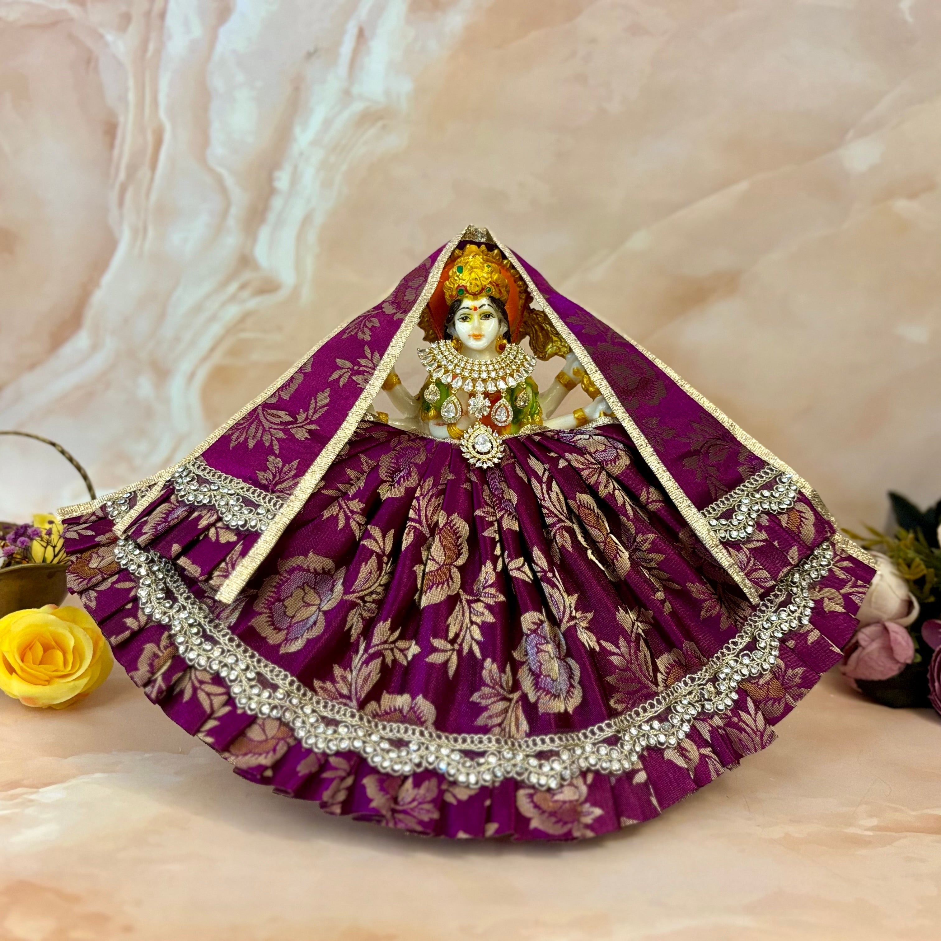 Handmade Brahmacharini Mata Rani Dress - Designer Laddu Gopal Poshak, Fancy Kanha Ji Dress for Janmashtami, Bal Gopal & Krishna Ji Celebrations