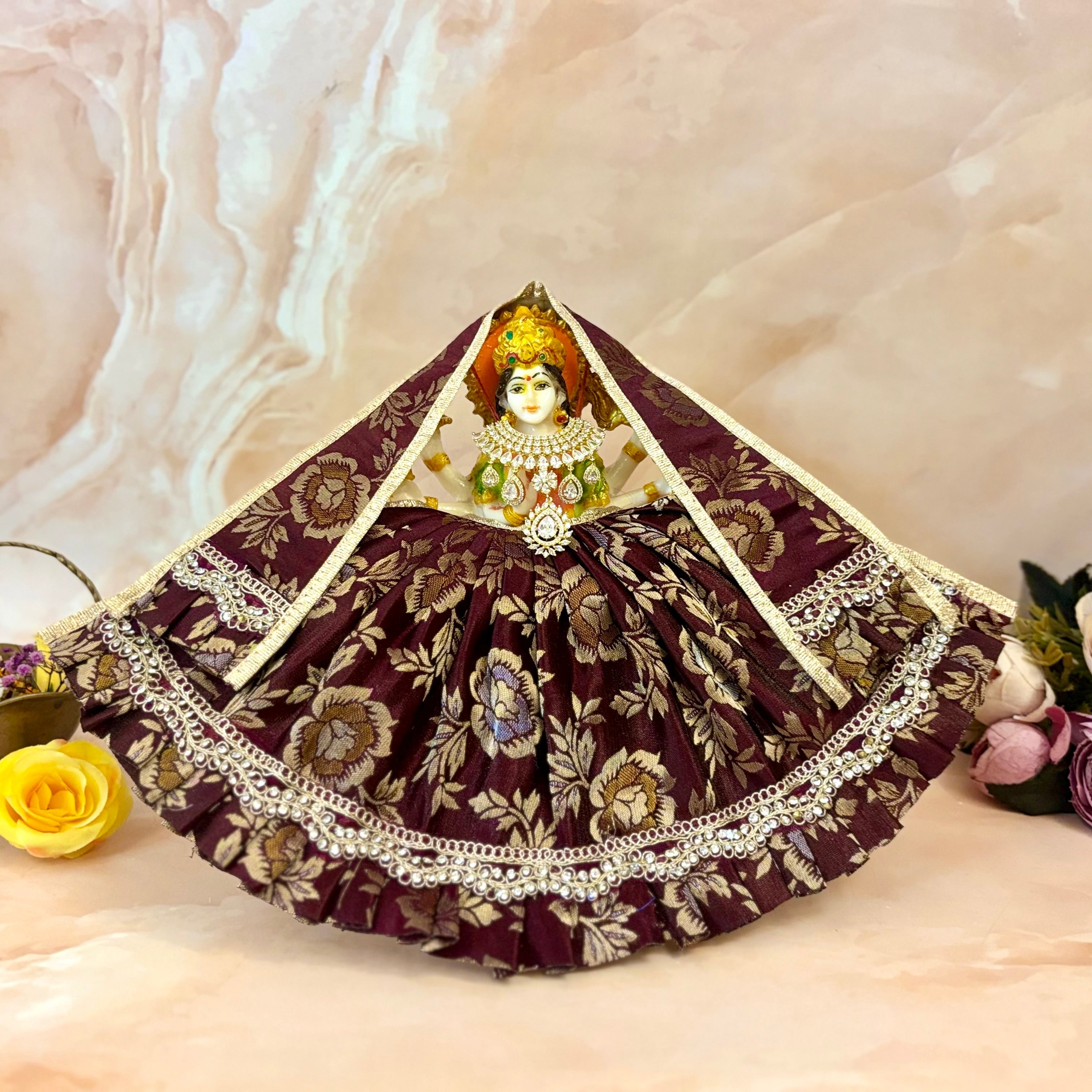 Handmade Kamakhya Mata Rani Dress - Designer Laddu Gopal Dress, Fancy Kanha Ji Poshak, Bal Gopal & Krishna Ji Dress for Janmashtami Festival