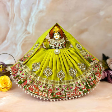 Handmade Meenakshiraj Mata Rani Dress - Designer Laddu Gopal Poshak for Janmashtami, Fancy Kanha Ji Dress, Bal Gopal & Krishna Ji Outfit